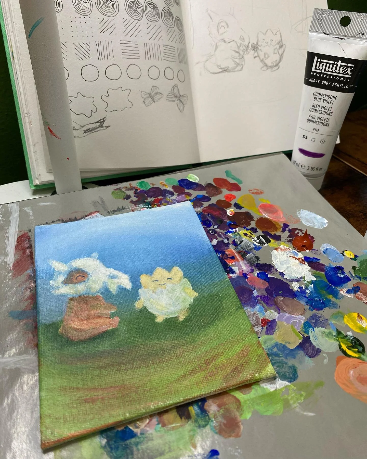 I&rsquo;m back! After travel and a VERY long power outage, I got to paint and stream this AM. Feeling like myself again 🥰 thank you for being there!
#cubone #togepi #workinprogress #paintingprogress #pokemonfanart #pokemonart #pokemonlove #cutepokem