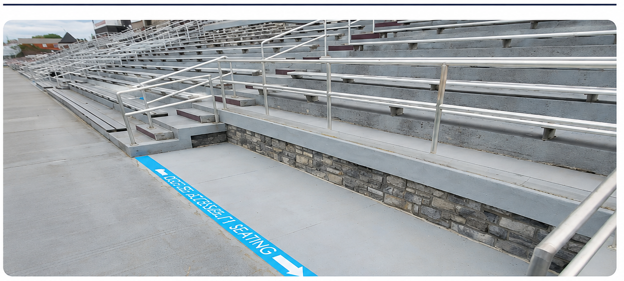Accessible seating on lower level of stadium seating