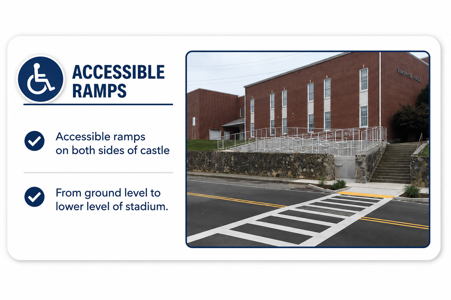 Accessible ramps available on both sides of the castle