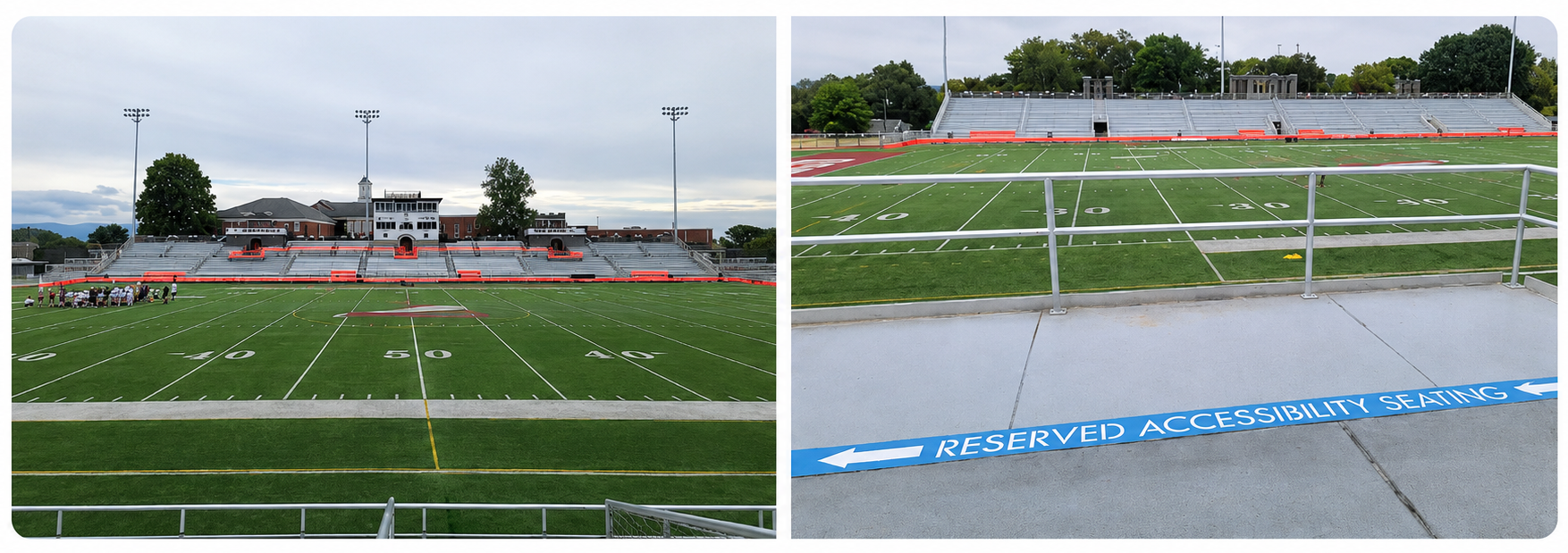 Clear accessible seating views to field