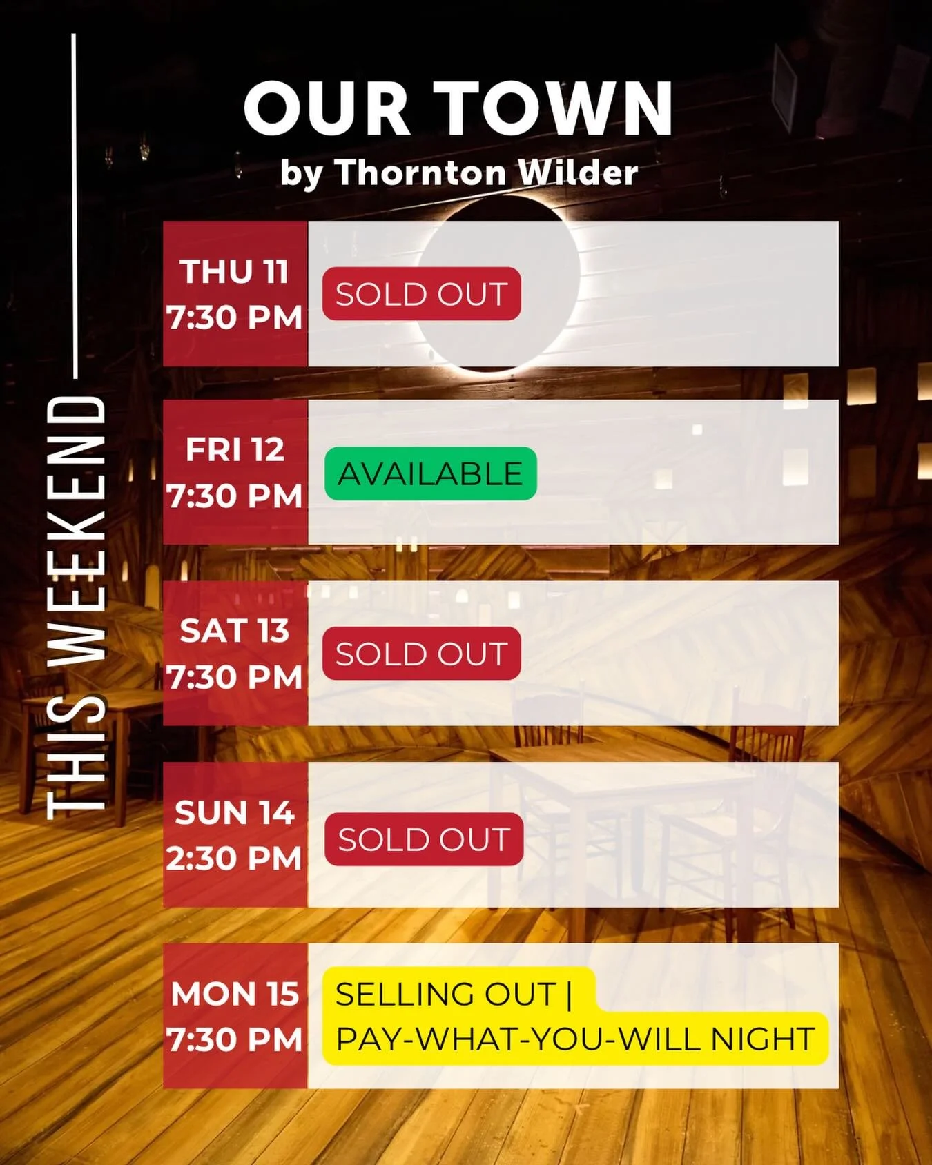 Wow! This weekend has absolutely blown up! If you want tickets for this weekend, there are really only two options. For sold out performances, email or call our box office to be placed on a waitlist. Act now before tickets disappear!

#houstontheatre