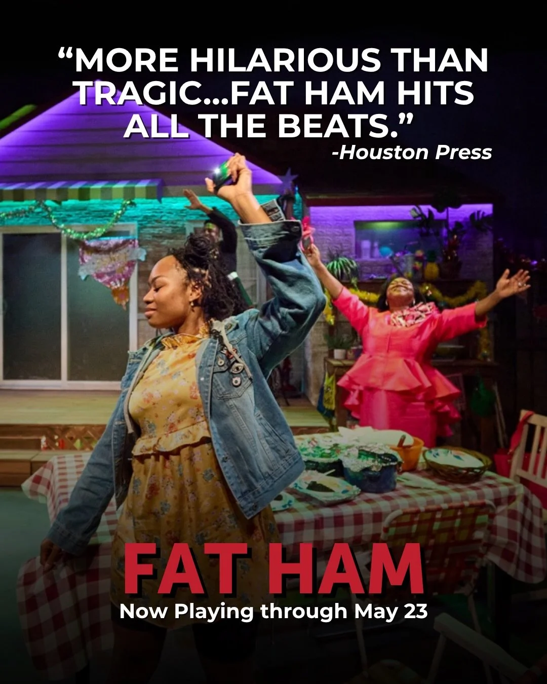 FAT HAM is now open! Come check out this &ldquo;hilarious&rdquo; production before it&rsquo;s too late.

FULL HOUSTON PRESS REVIEW LINK IN BIO

Get your tickets today to see FAT HAM by James Ijames.

#houstontheatre