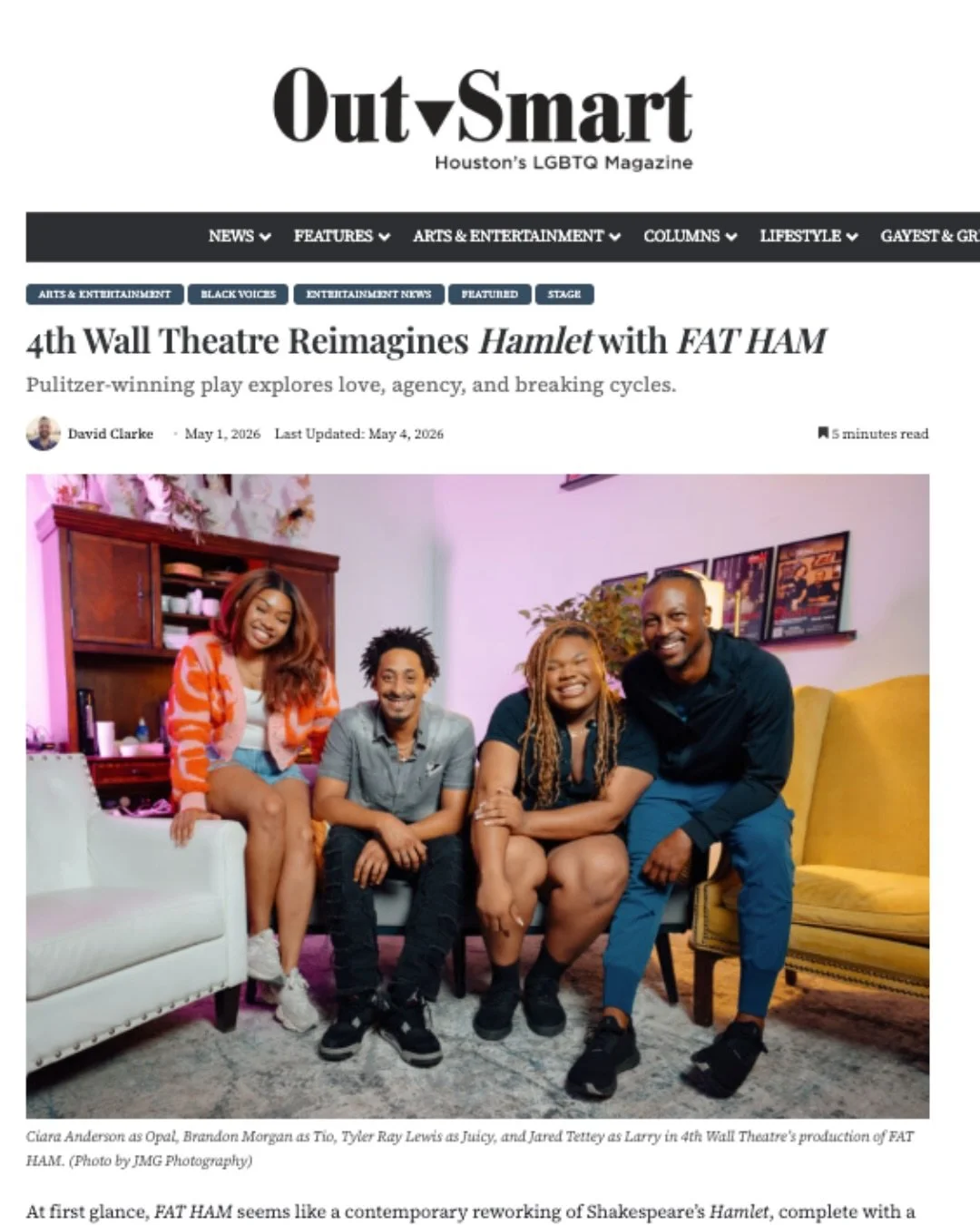 Everything&rsquo;s coming up FAT HAM! 🗣️🗞️ This hilarious reimagining of HAMLET continues through May 23!

Check out this OutSmart interview with director Derek Charles Livingston, and our Juicy, Tyler Ray Lewis. Get those tickets now! #linkinbio

