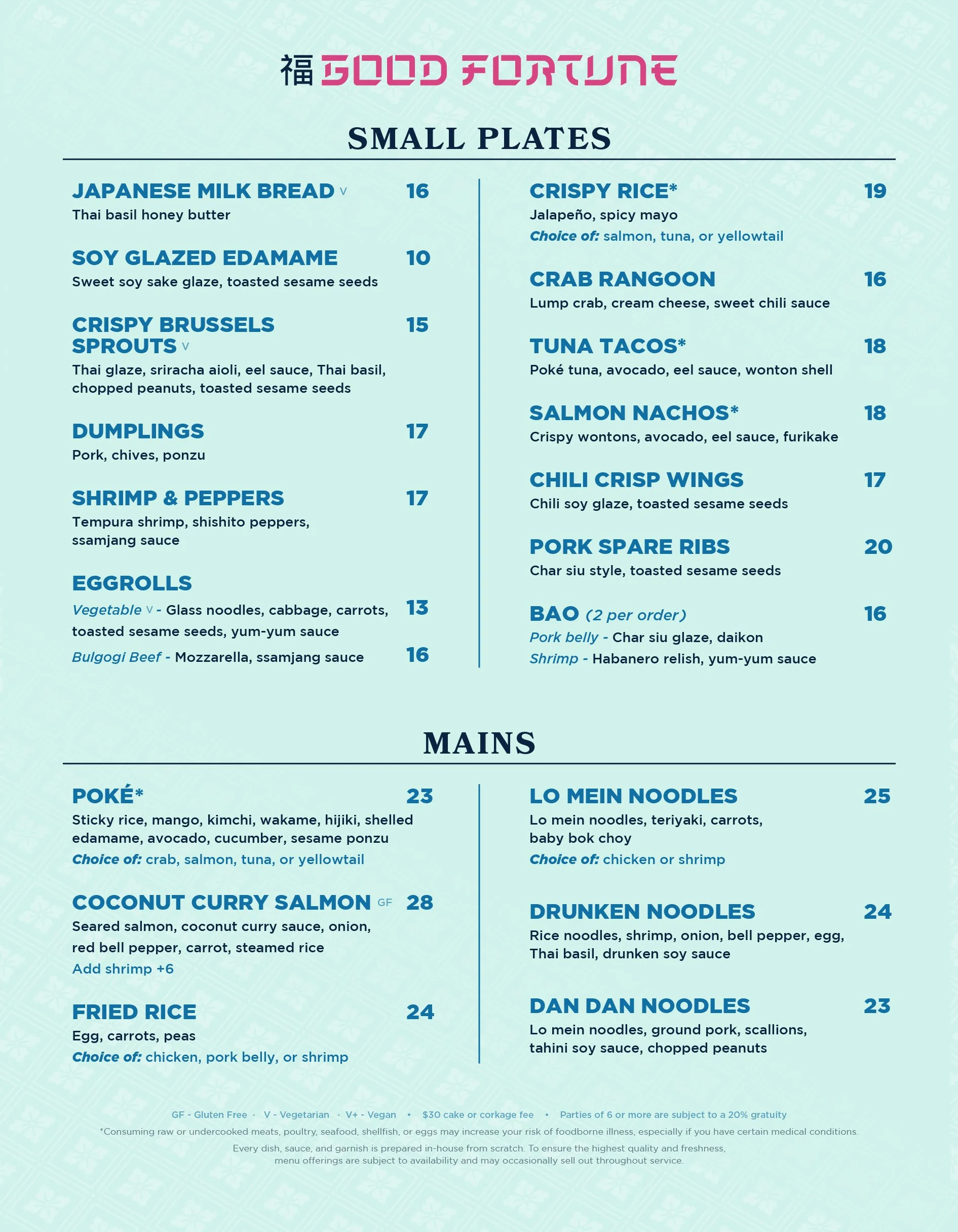 Food Menu — Good Fortune St.Pete