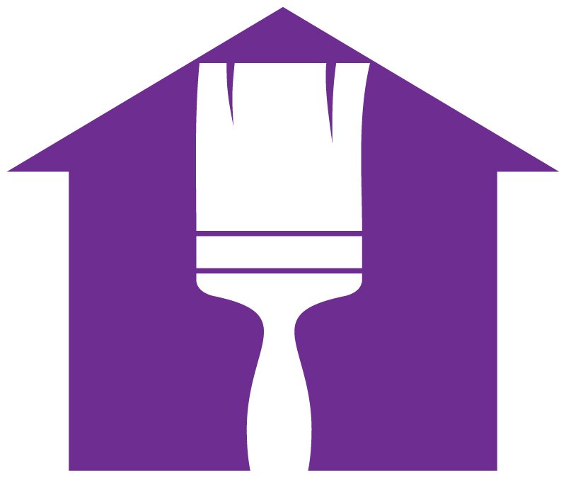 Icon design paintbrush house purple