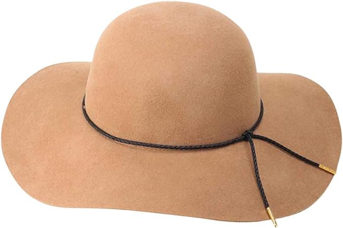  Lady Retro Wide Brim Large Floppy Panama Hat Belt Wool Fedora Hat 
