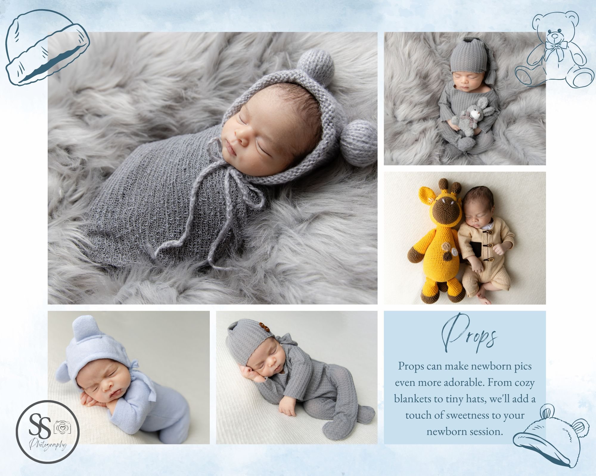 Newborn Portraits Sleepy Props: Props can make newborn pics even more adorable. From cozy blankets to tiny hats, we'll add a touch of sweetness to your newborn session.

https://www.shawnspencerphotography.com/contact

#elkgrovenewbornportraits #elkg