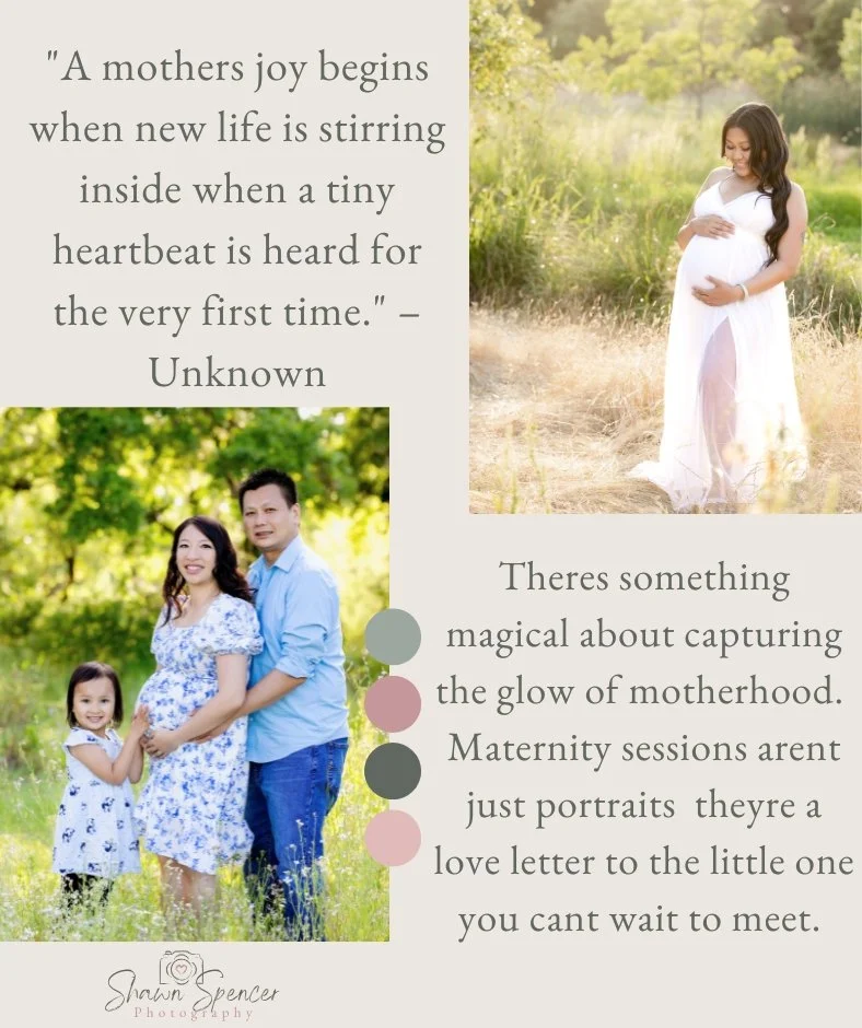 &quot;A mothers joy begins when new life is stirring inside when a tiny heartbeat is heard for the very first time.&quot; &ndash; Unknown

There's something magical about capturing the glow of motherhood.
Maternity sessions aren't just portraits they