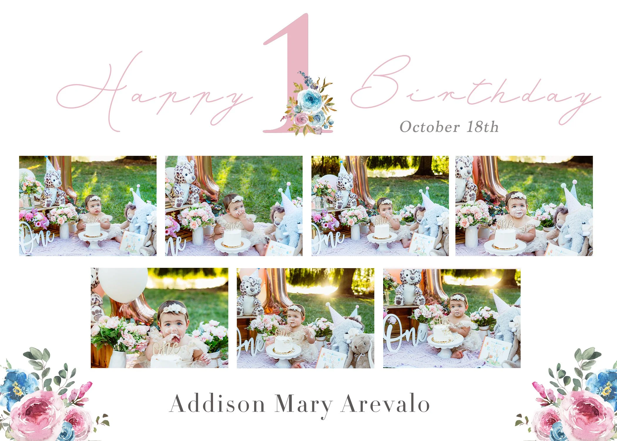 Addison’s Rustic Floral Cake Smash – A Sweet Celebration for Her First Birthday