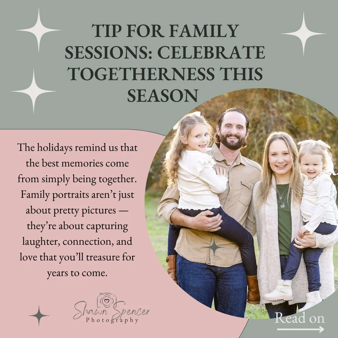 Tip for Family Sessions: Celebrate Togetherness This Season 🧡

The holidays remind us that the best memories come from simply being together. Family portraits aren&rsquo;t just about pretty pictures &mdash; they&rsquo;re about capturing laughter, co