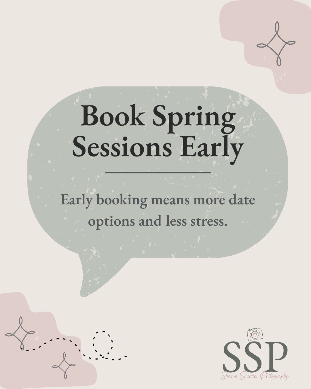 When should I book my spring session?

This is one of the most common questions I get. In general, the earlier you book, the more options you&rsquo;ll have when it comes to dates and timing. Spring tends to fill quickly, especially for seniors and fa