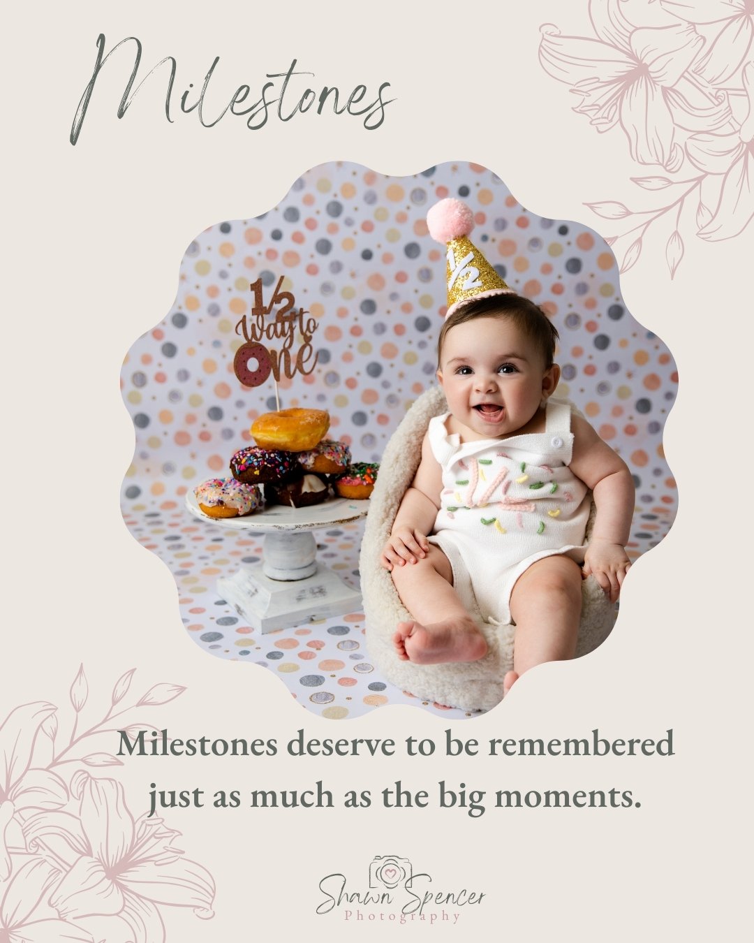 Milestones deserve to be remembered just as much as the big moments.

From sitting up to first birthdays, milestone sessions celebrate your baby&rsquo;s personality.

Sessions are playful, relaxed, and designed around your baby&rsquo;s stage.

Spring