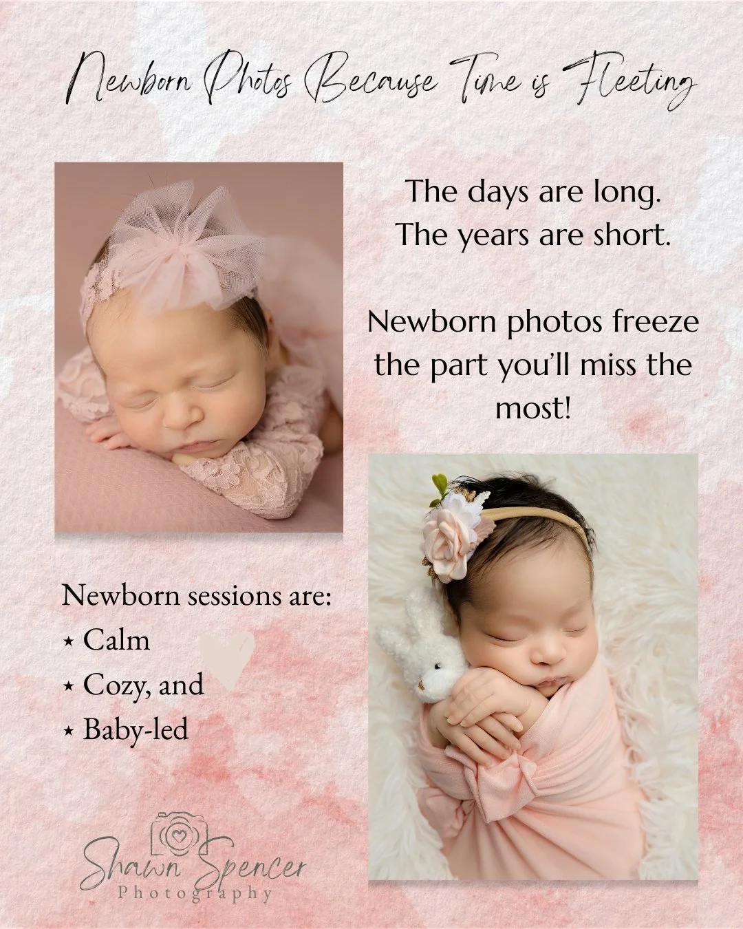 Planning Newborn Photos This Spring?

Those first days with your newborn are fleeting and precious.

Newborn sessions are calm, cozy, and baby-led, with plenty of time built in.

I provide everything needed and guide the session so you can relax.

Sp