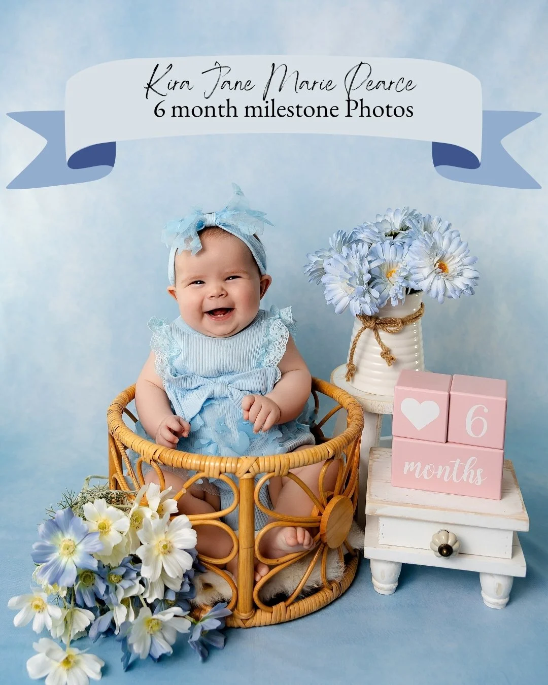 Getting to photograph Kira Jane Marie again for her 6 month milestone session was so special! I also photographed her newborn photos back in November, so it was so fun seeing how much she has grown over the last few months.

Kira started the session 