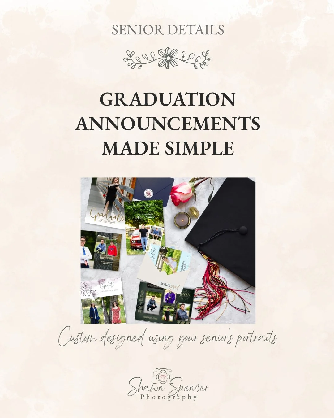Graduation Announcements Made Simple 🎊

Graduation is here, and announcements can start to feel overwhelming.

I offer custom-designed senior announcements that are simple, clean, and personalized.

You choose your images and details, and I take car