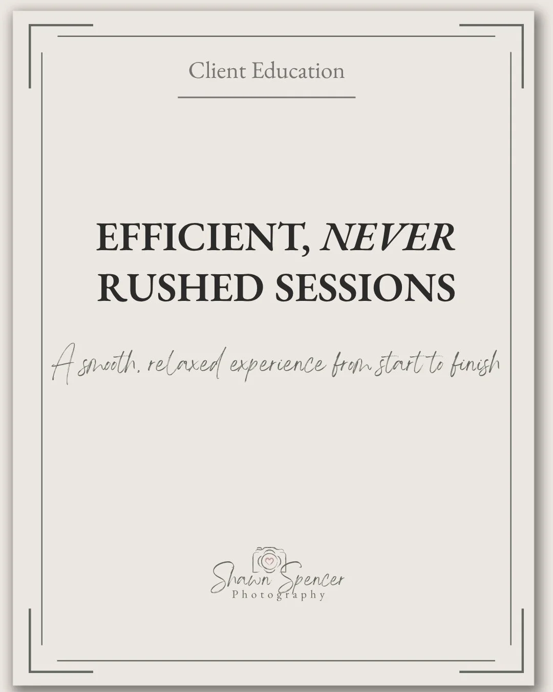 Efficient but unrushed sessions!

During busy months, one of the things clients appreciate most is knowing their session will feel efficient but never rushed.

Careful planning, clear communication, and experience allow sessions to flow smoothly whil