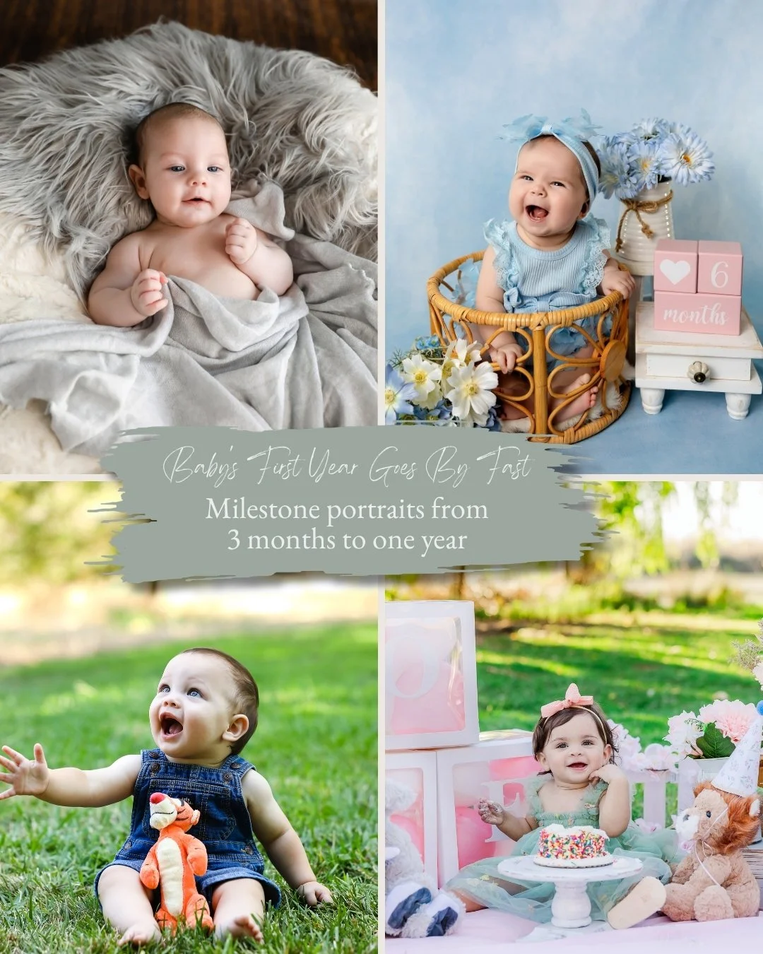 It's amazing how much babies change during their first year.

Newborn portraits may capture the very beginning, but there are so many fun stages that come afterward. At three months we're beginning to see those little expressions and emerging persona