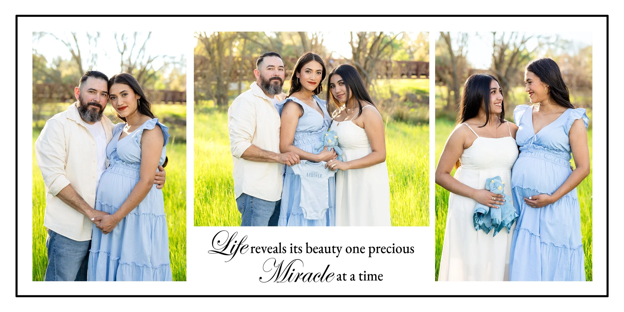 maternity family portrait at sunset at Jack Hill Park in Elk Grove CA with bridge background