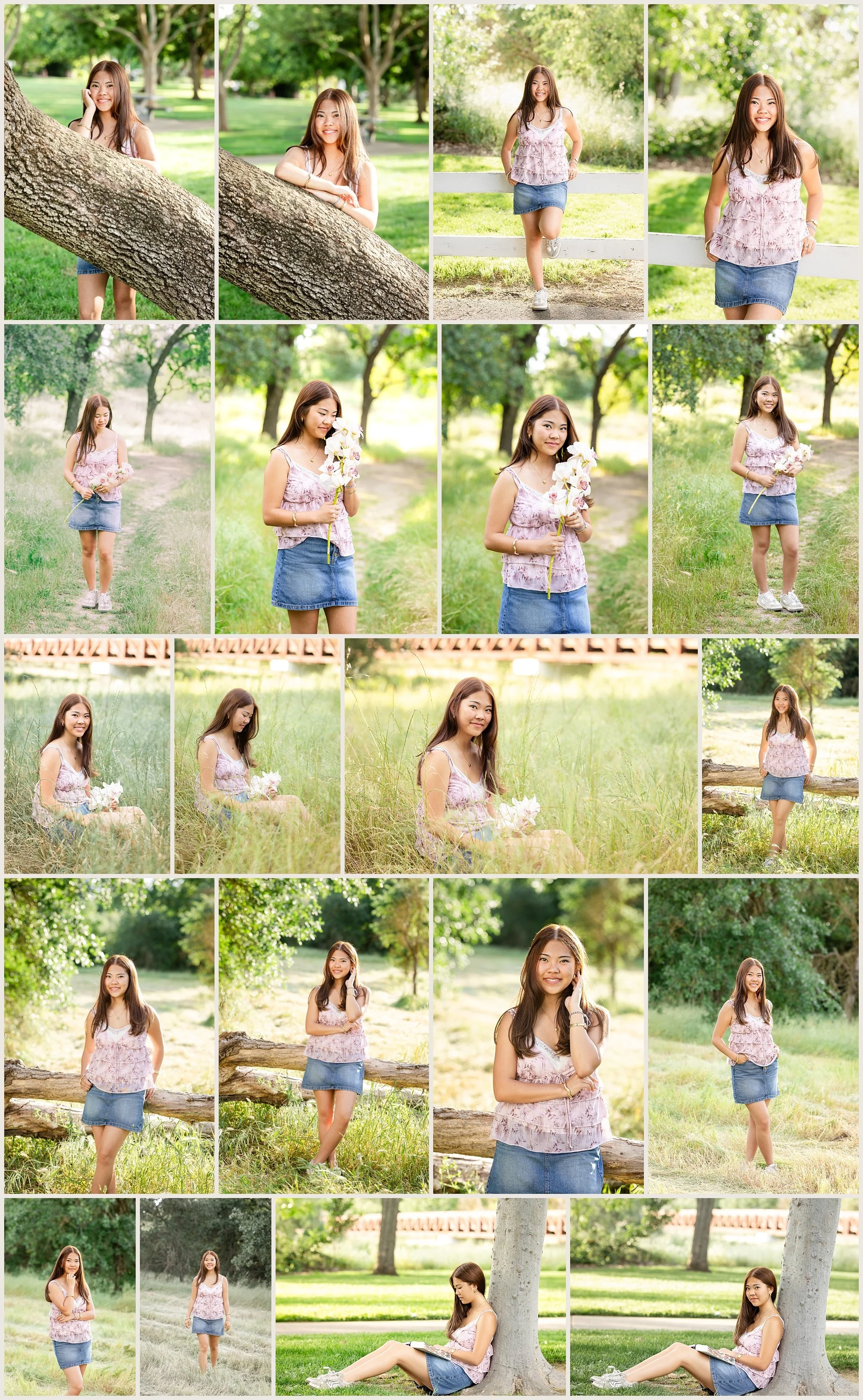 Senior girl holding flowers in field at Jack Hill Park Elk Grove