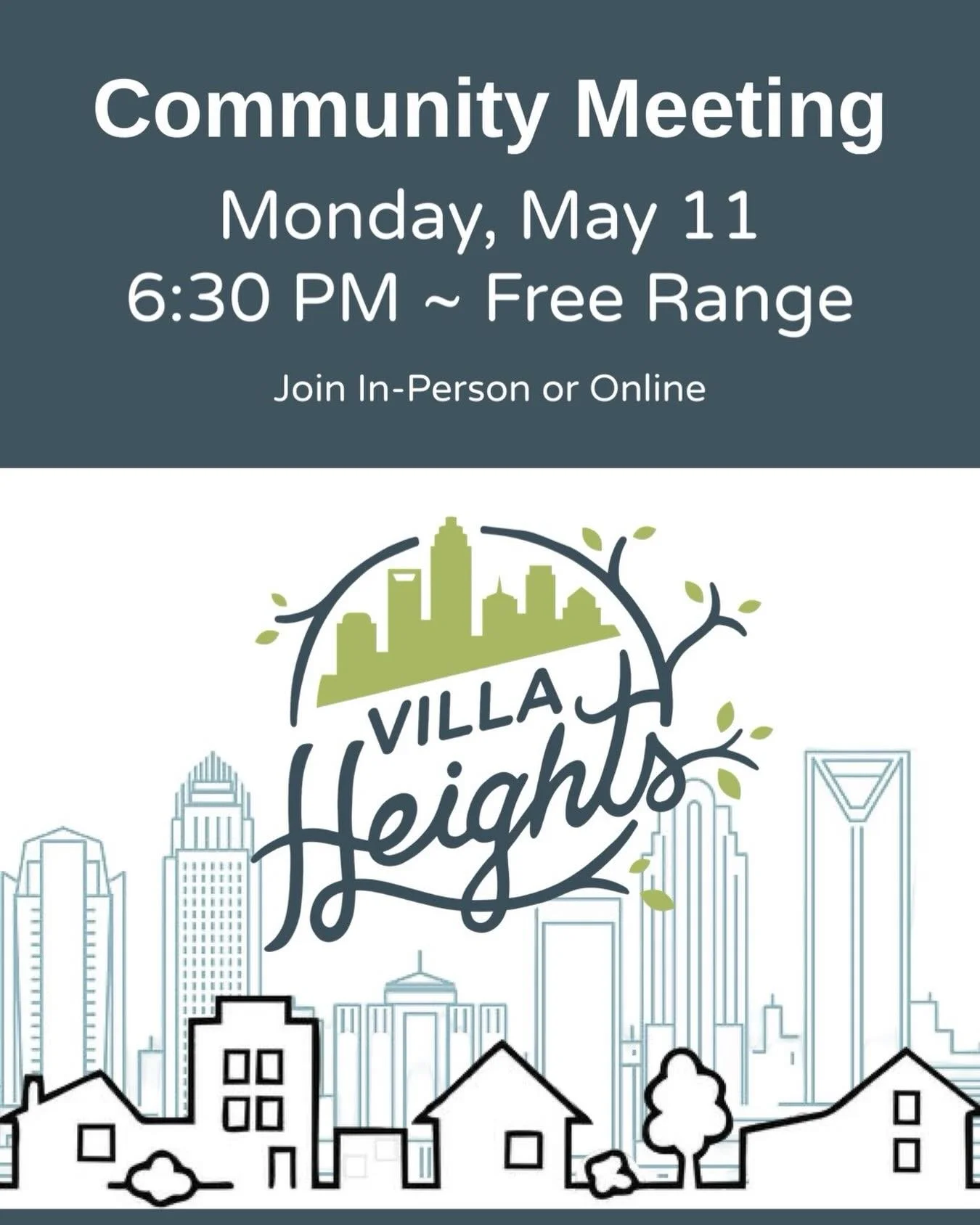 Join us Monday!

Bring a few neighbors and join the May Villa Heights Community Meeting at @freerangebrew or online.  We&rsquo;d love to see you there.  Meet neighbors, get community updates, and hear about upcoming events. 

There&rsquo;s also great