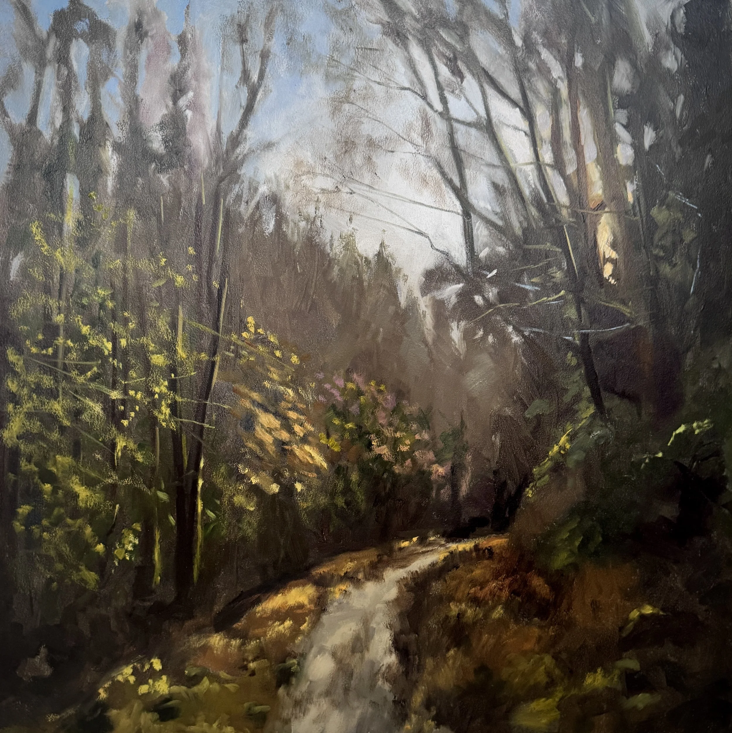 Autumn Walk, oil on board, 40x40cm