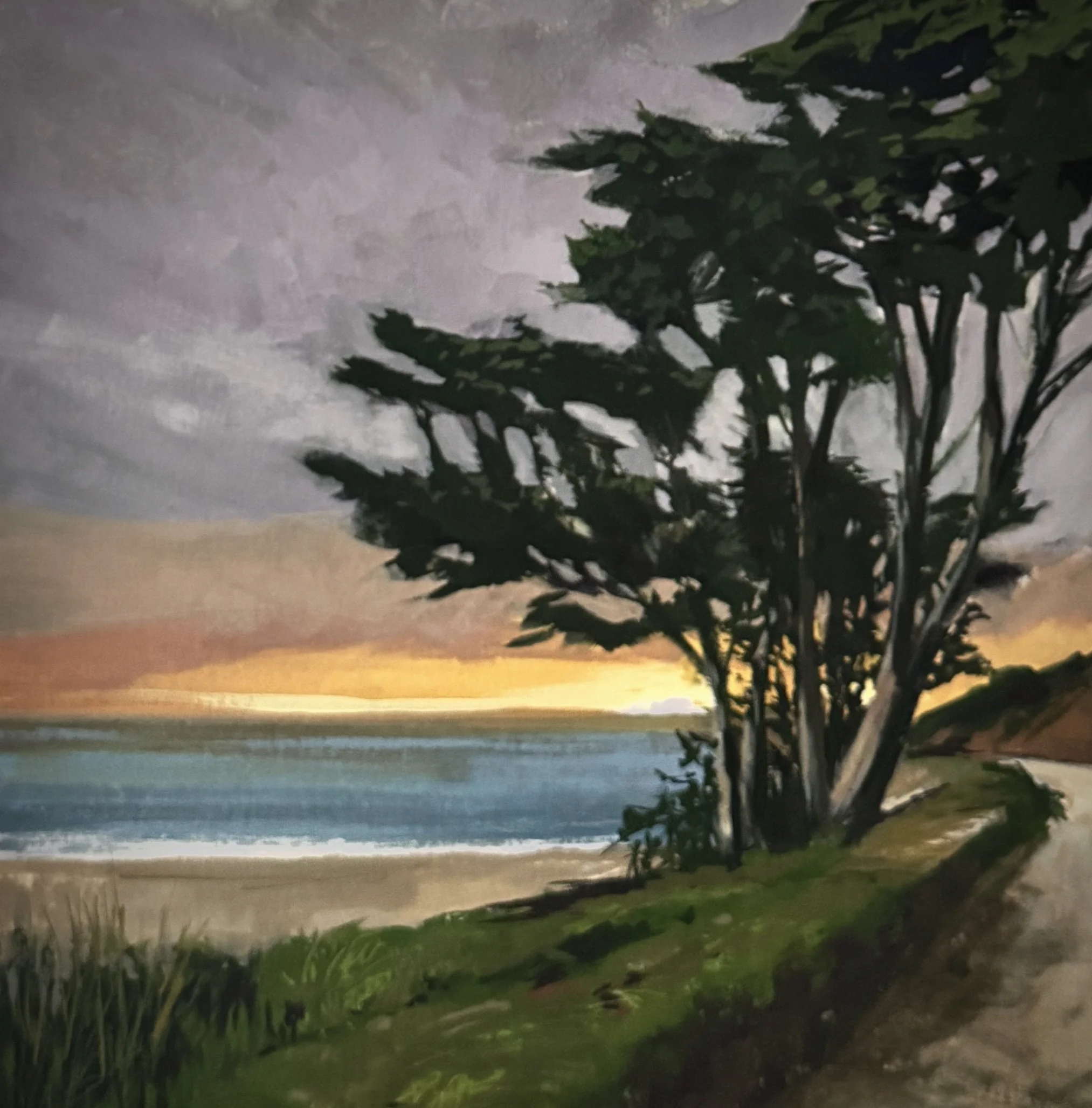 Pines, Coastal Path, mixed media, 28x28cm 