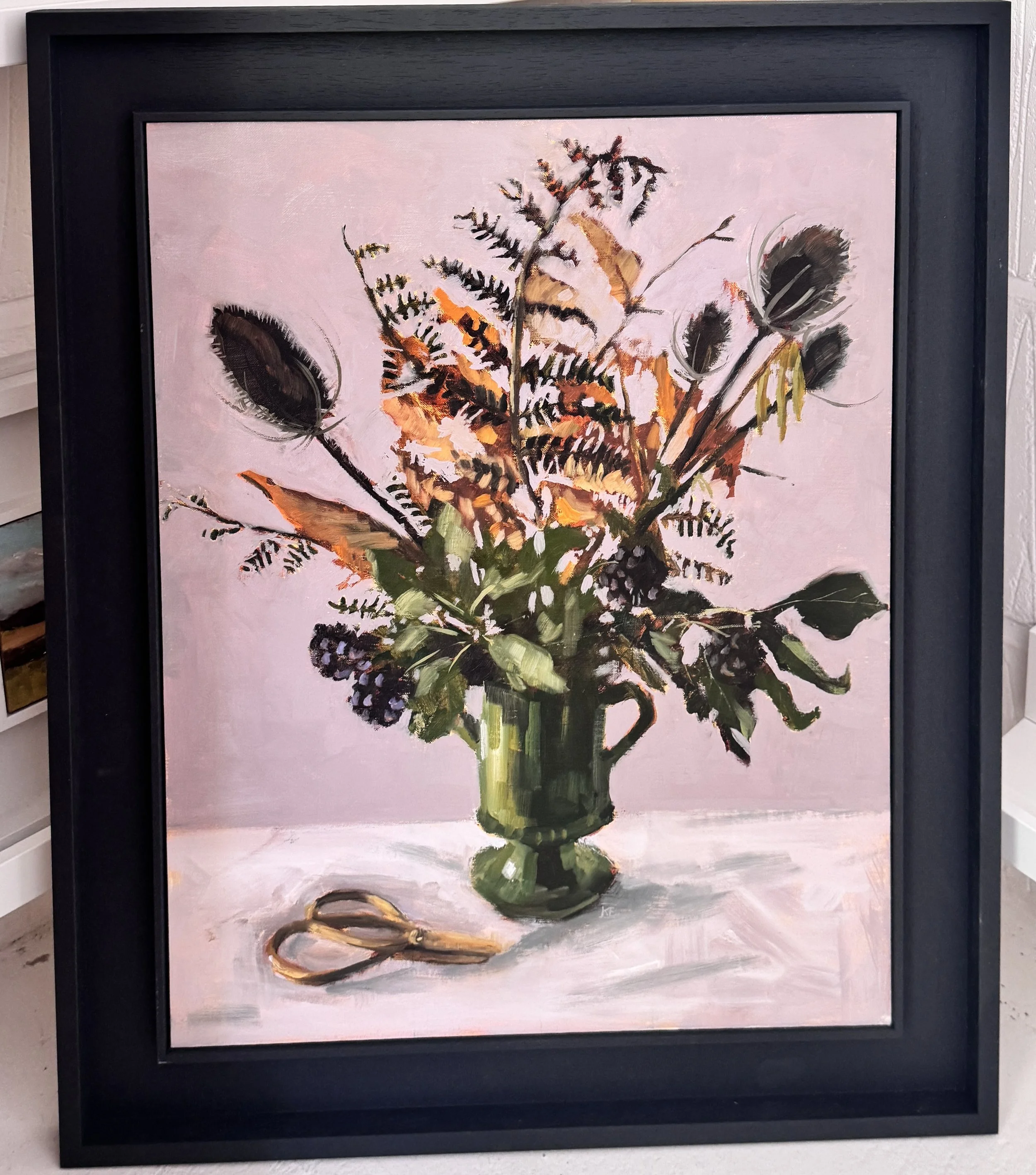 Foraged Still Life in Moroccan Green Vase