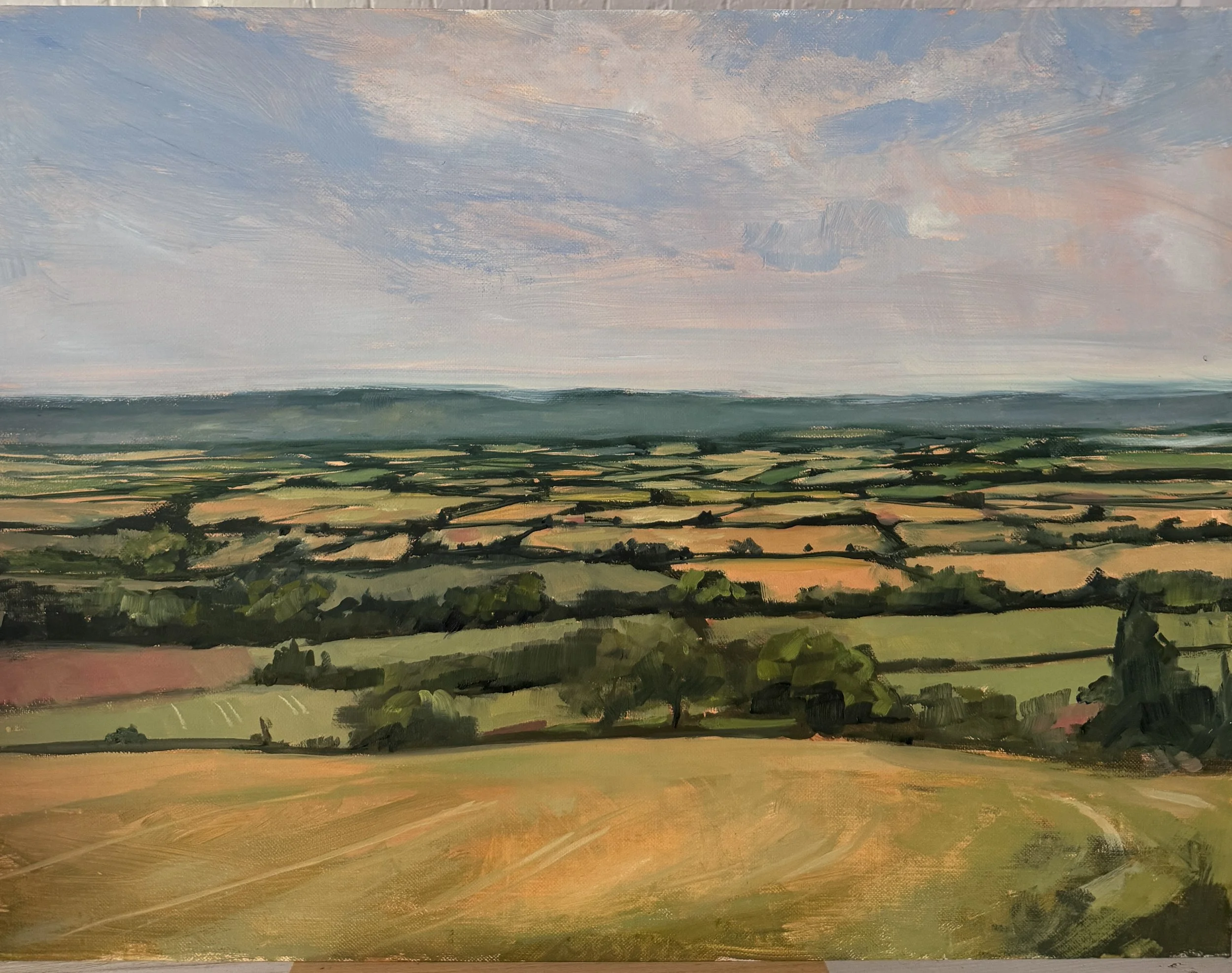 Across the Fields, oil on board, 30x25