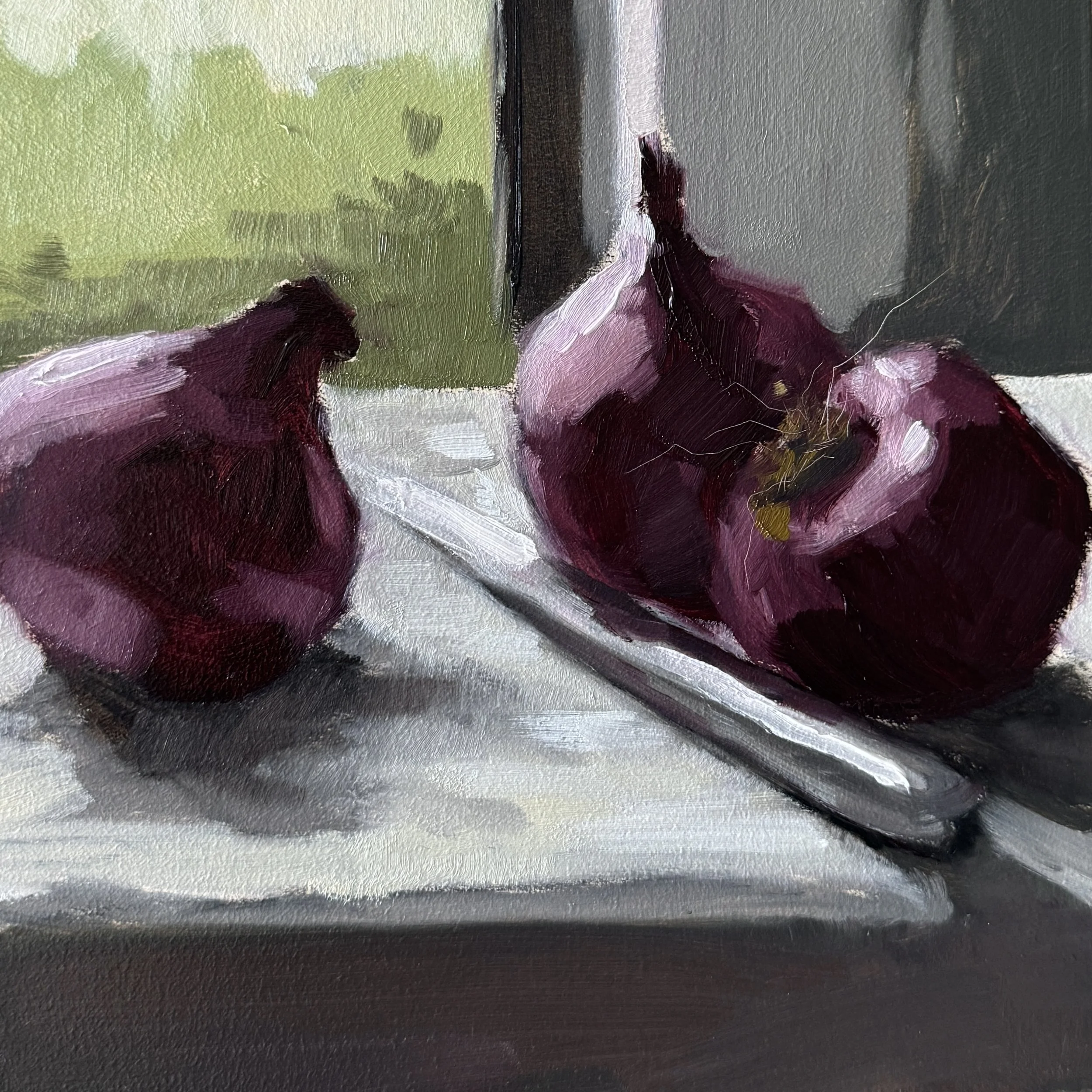 Red Onions, oil on board, 15x15cm