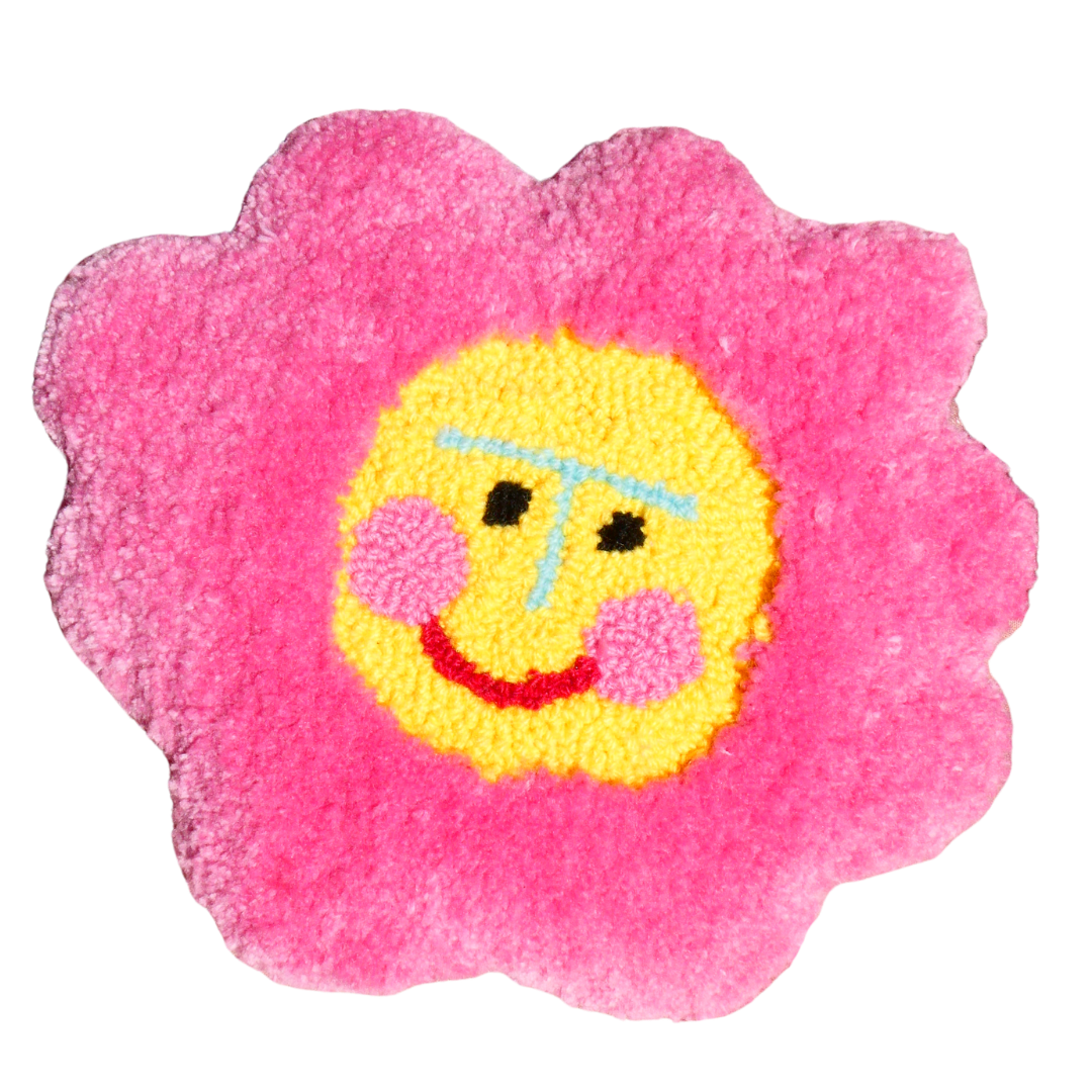 Tufted Pink Flower (Cut Pile)