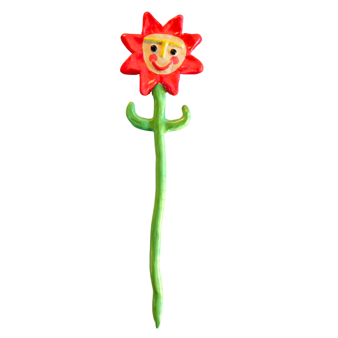 Red Flower Plant Stake Pal