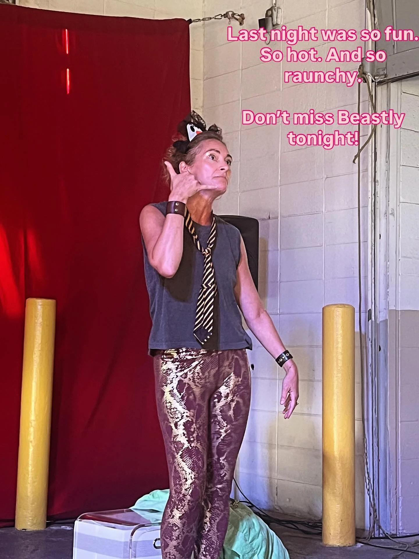 Wow!
Last night was a banger!
⚡️Horny penguins and vengeful pythons!
🔥Vagina worship!
💃Patriarchy smashing!
🌎Sticking it in the nuts to Big Oil!

Tonight! Beastly! 50 Sims Ave, 8.30pm. 

(Currently eating back my weight in dumplings lost last nigh