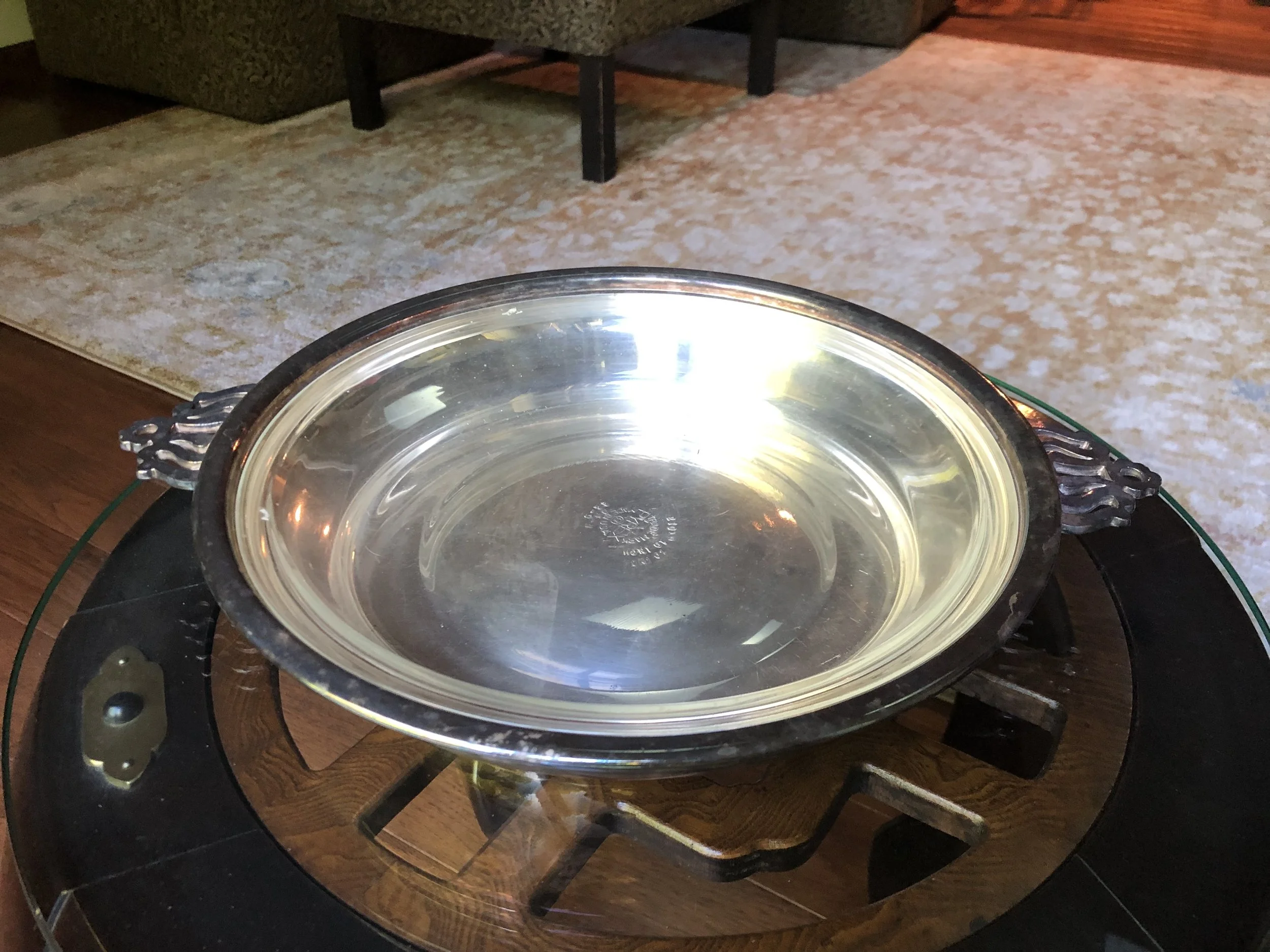 silver tray with glass insert - 9.2023.7