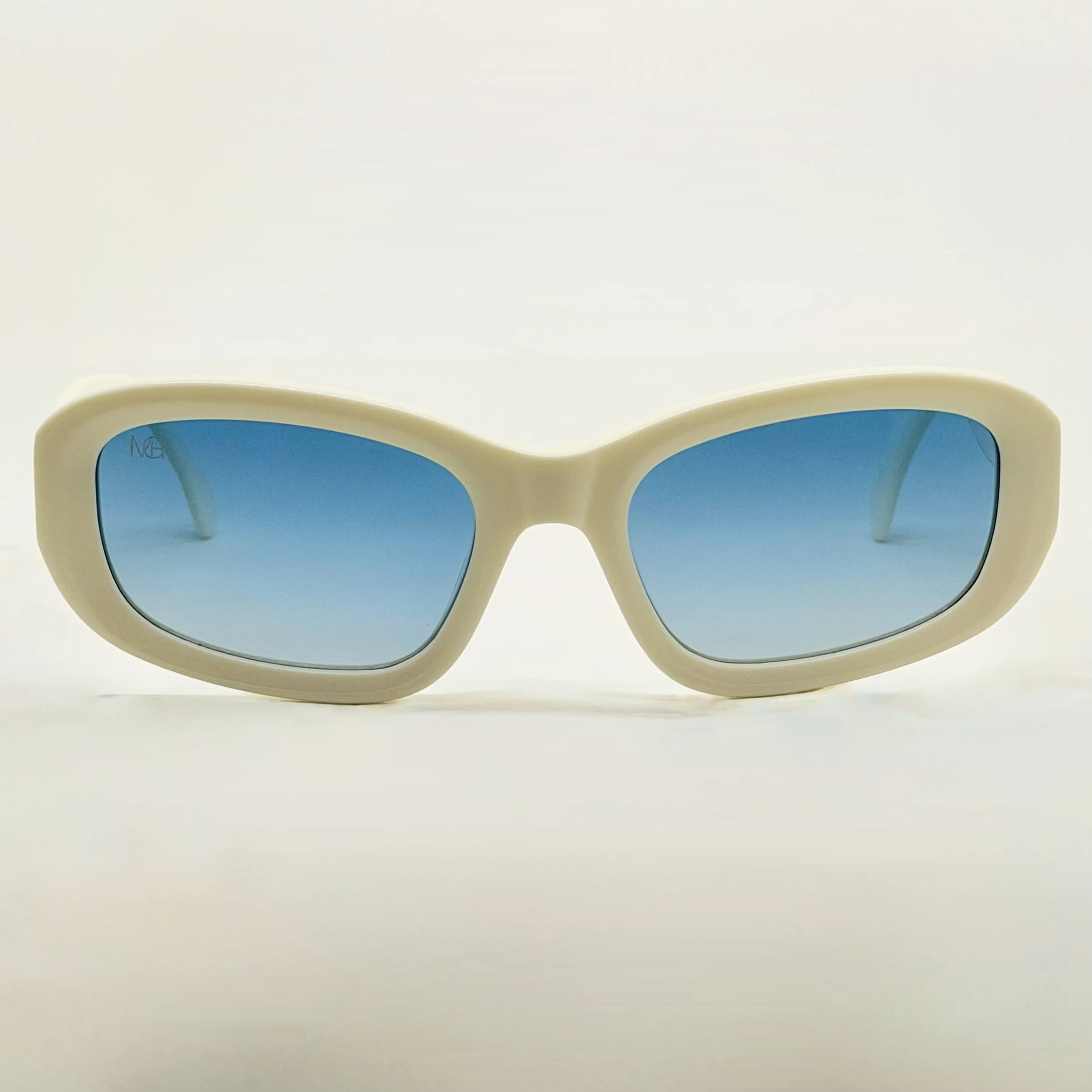 MauriGamba Lucia White Frame Blue Lens Women’s Luxury Designer Sunglasses
