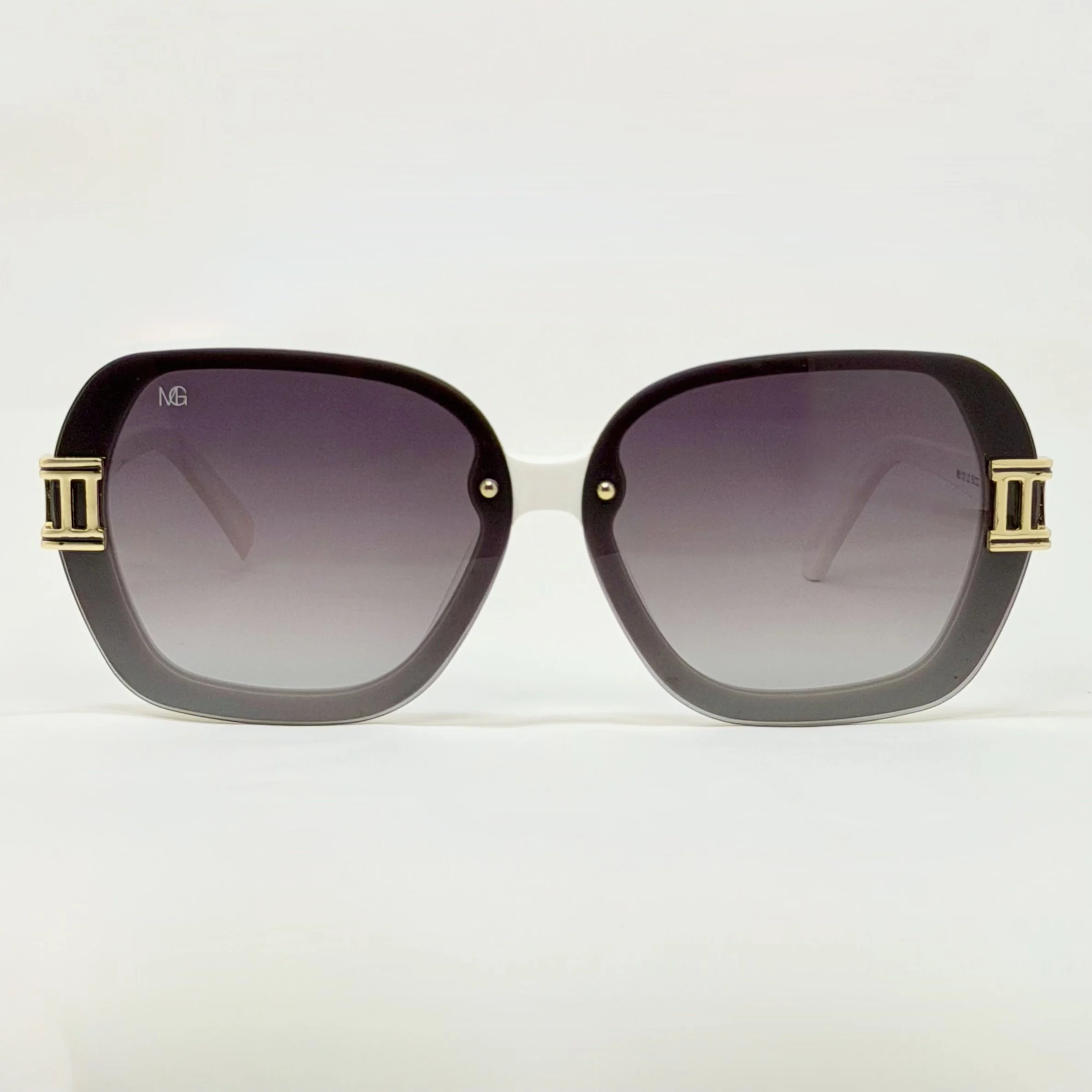 MauriGamba Cecilia White Acetate Sunglasses with Black Lenses