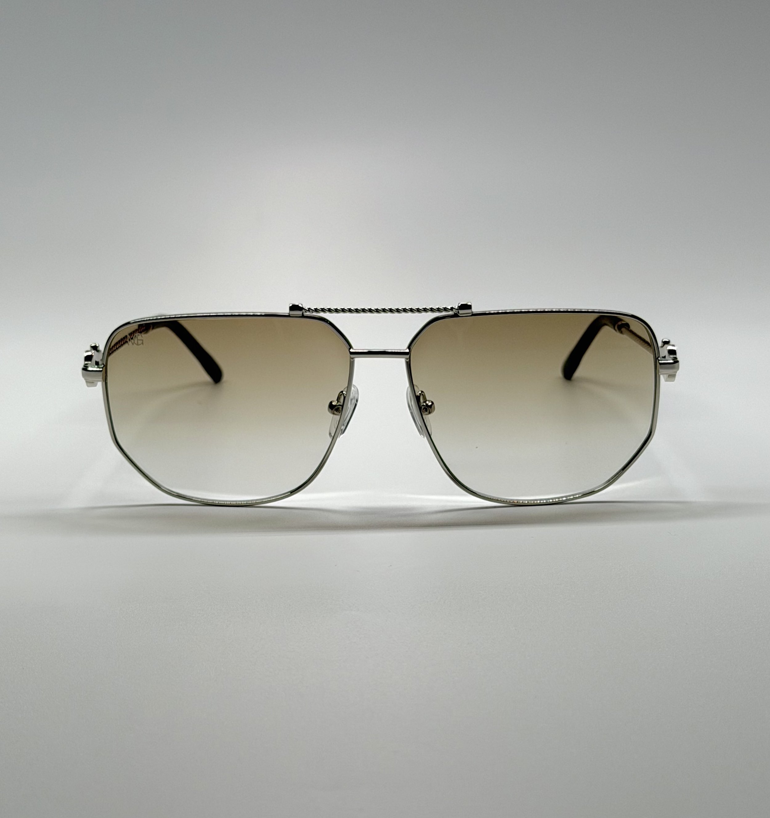 MauriGamba Raziel Silver Frame Champagne Gradient Unisex Luxury Sunglasses
