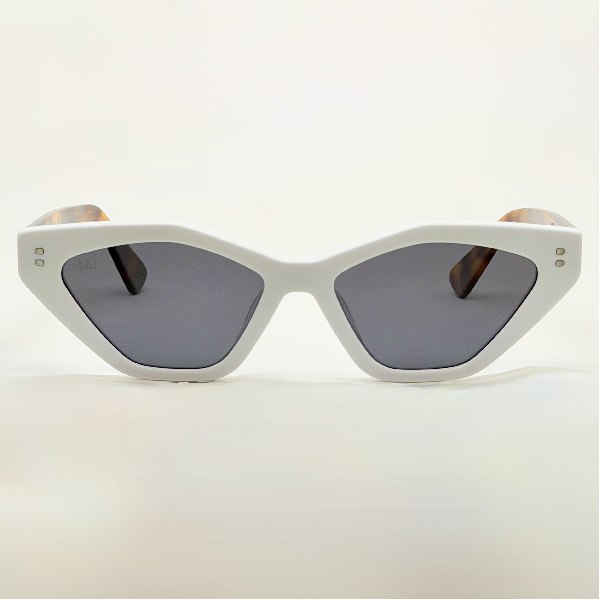MauriGamba Mia White Frame Black Lens with Tortoise Temples Women’s Luxury Designer Sunglasses