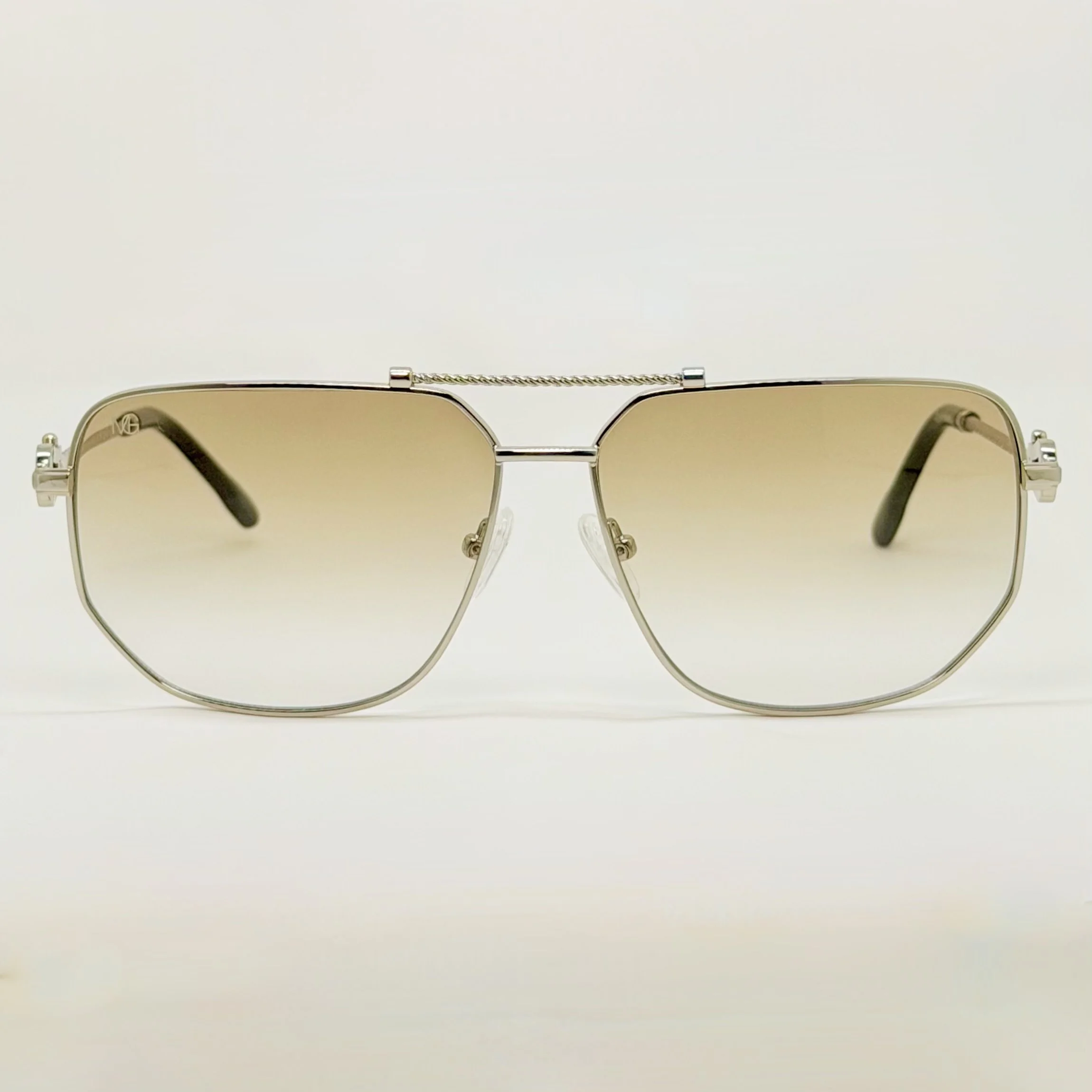 MauriGamba Raziel Silver Frame Champagne Gradient Unisex Luxury Sunglasses