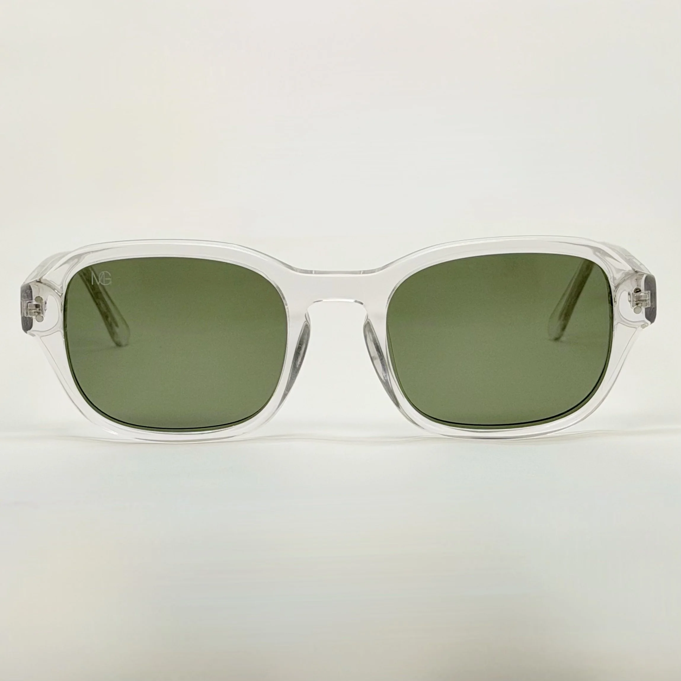 MauriGamba Scotch Clear Frame Green Lens Unisex Luxury Sunglasses