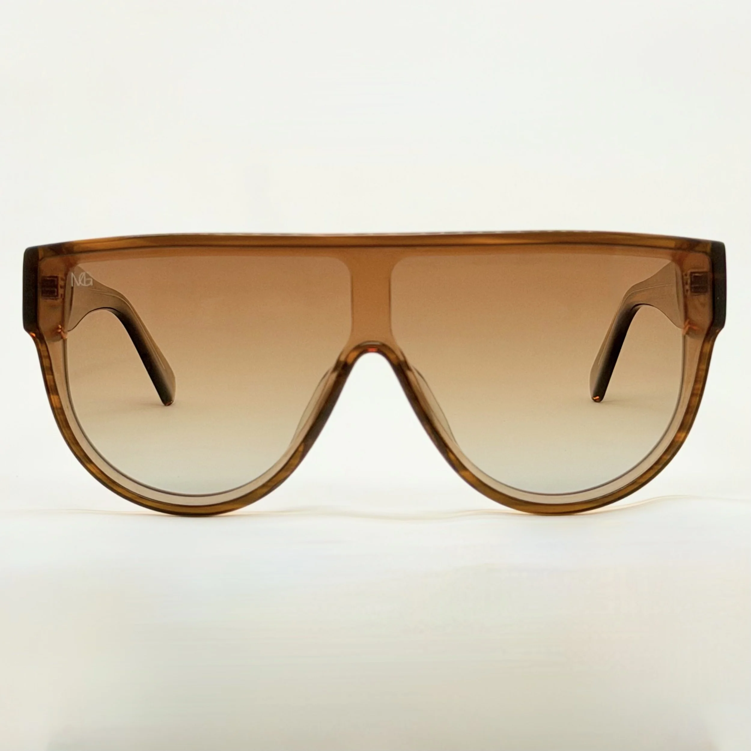 MauriGamba Enzo Shield Translucent Brown Frame Brown Gradient Unisex Luxury Designer Sunglasses