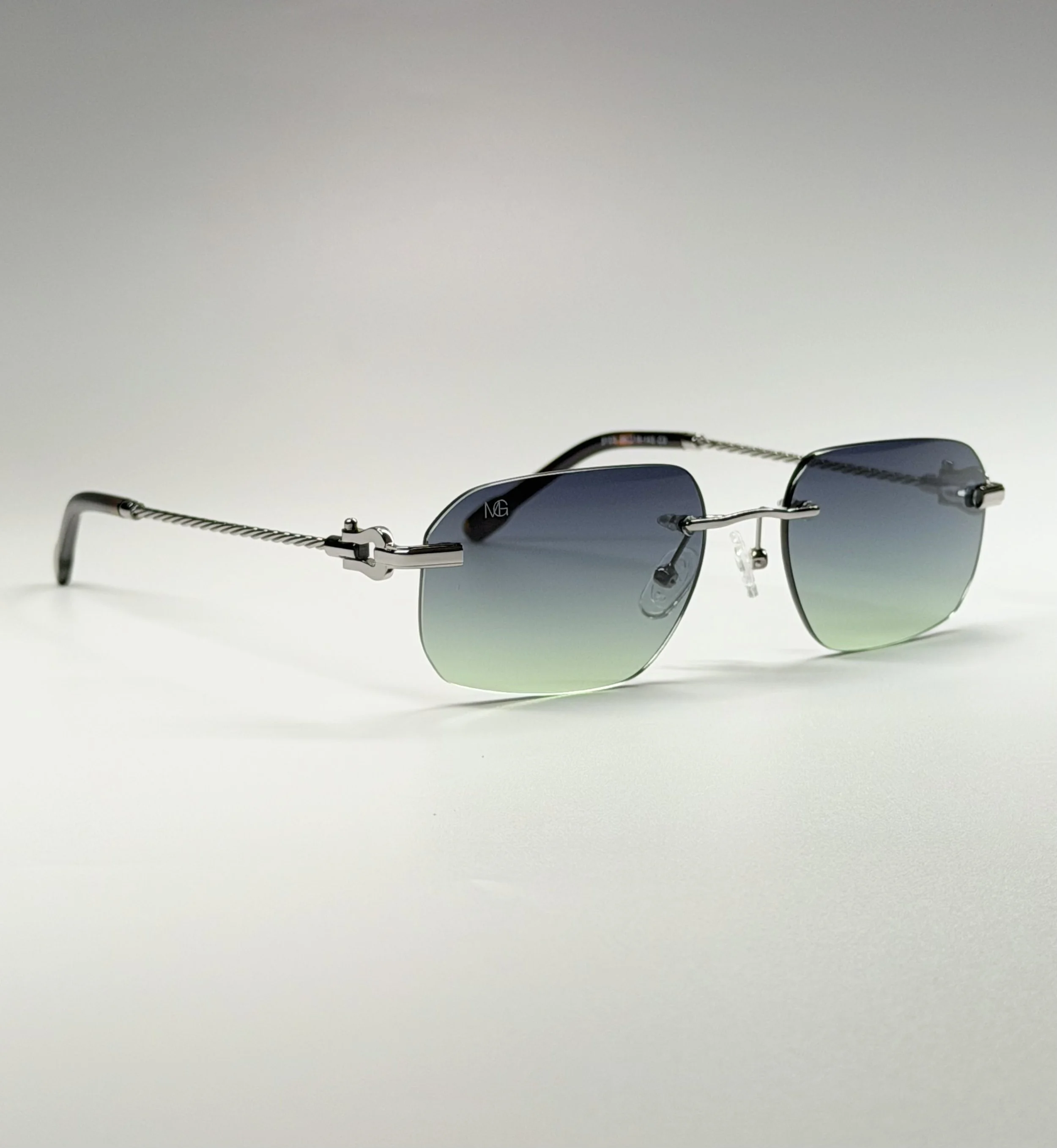 MauriGamba JK Gunmetal Frame Blue-Green Gradient Lens Unisex Luxury Sunglasses