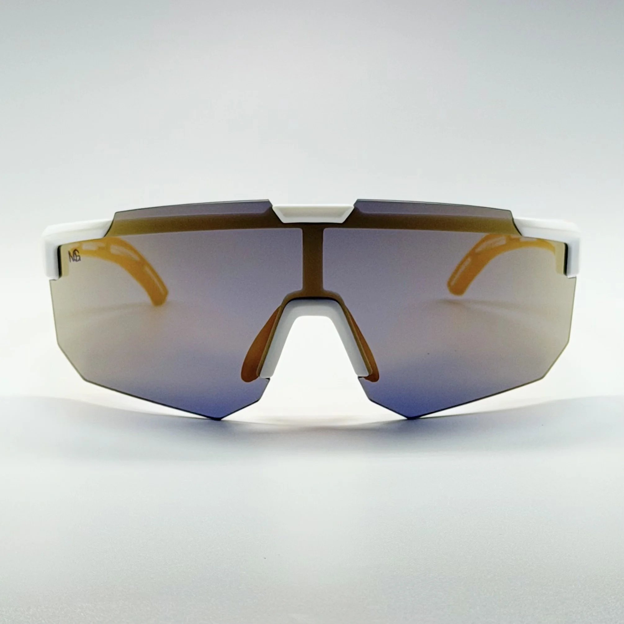 White Frame · Gold Gradient Shield Lens · Dante Unisex Luxury Sunglasses – MauriGamba