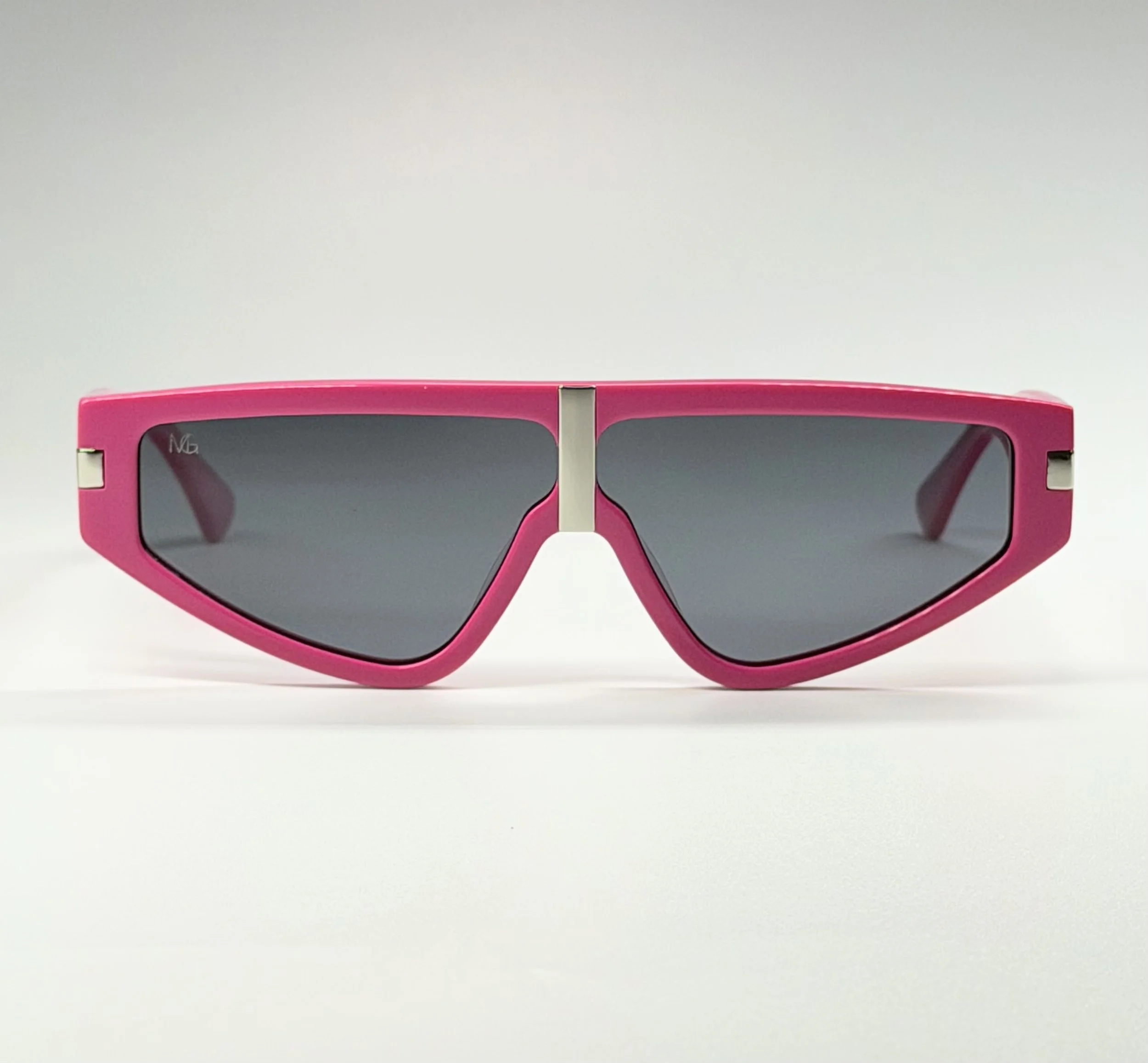 Smoke Lenses · Vibrant Pink Frame · Ann Women’s Luxury Shield Sunglasses