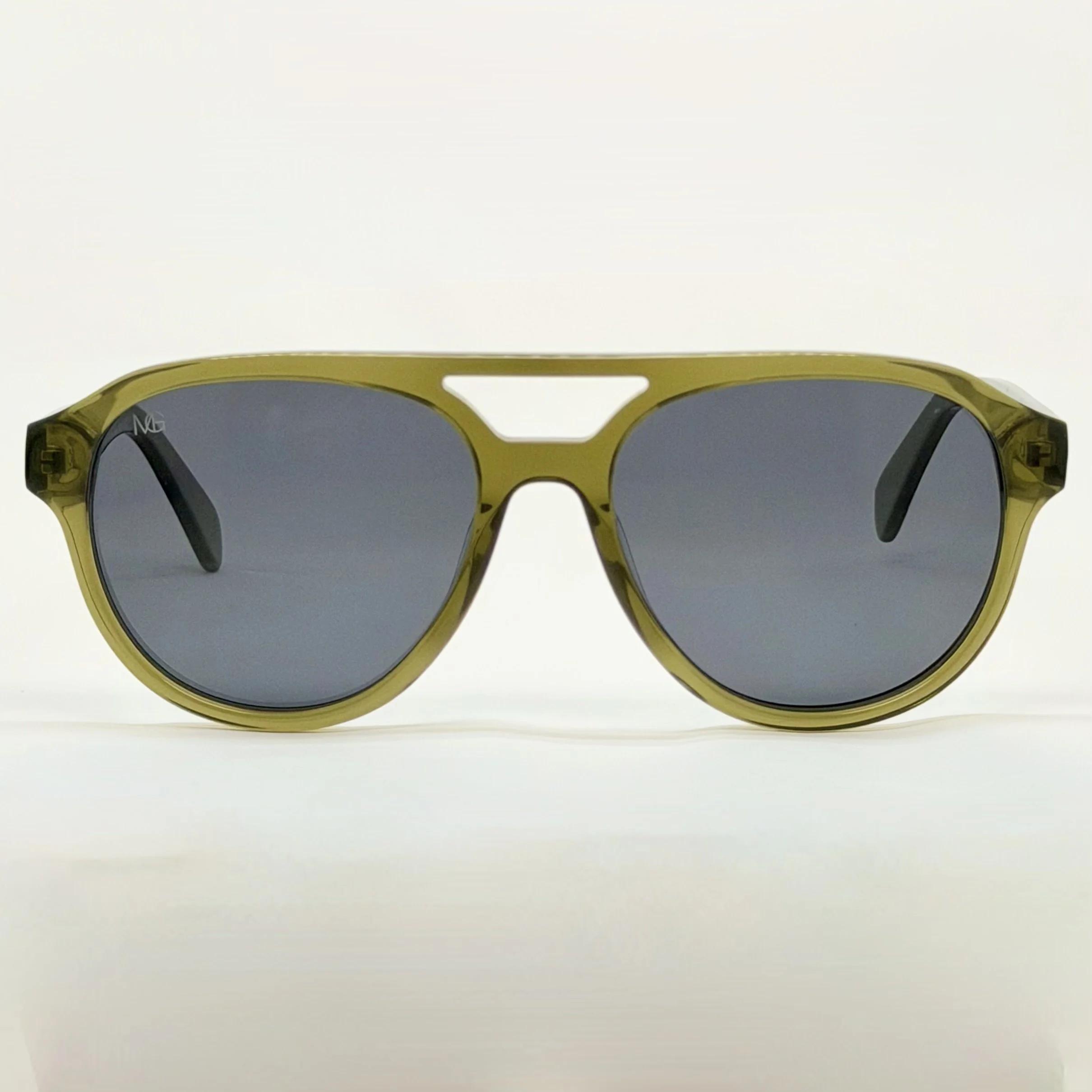 MauriGamba Gabrielle Round Olive Green Frame Dark Gradient Lens Unisex Luxury Designer Sunglasses