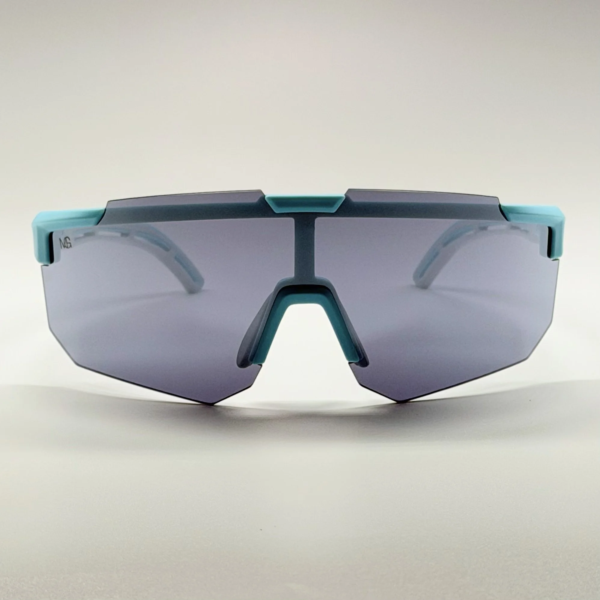 MauriGamba Dante Aqua Blue Frame Ice Grey Shield Lens Unisex Luxury Sunglasses