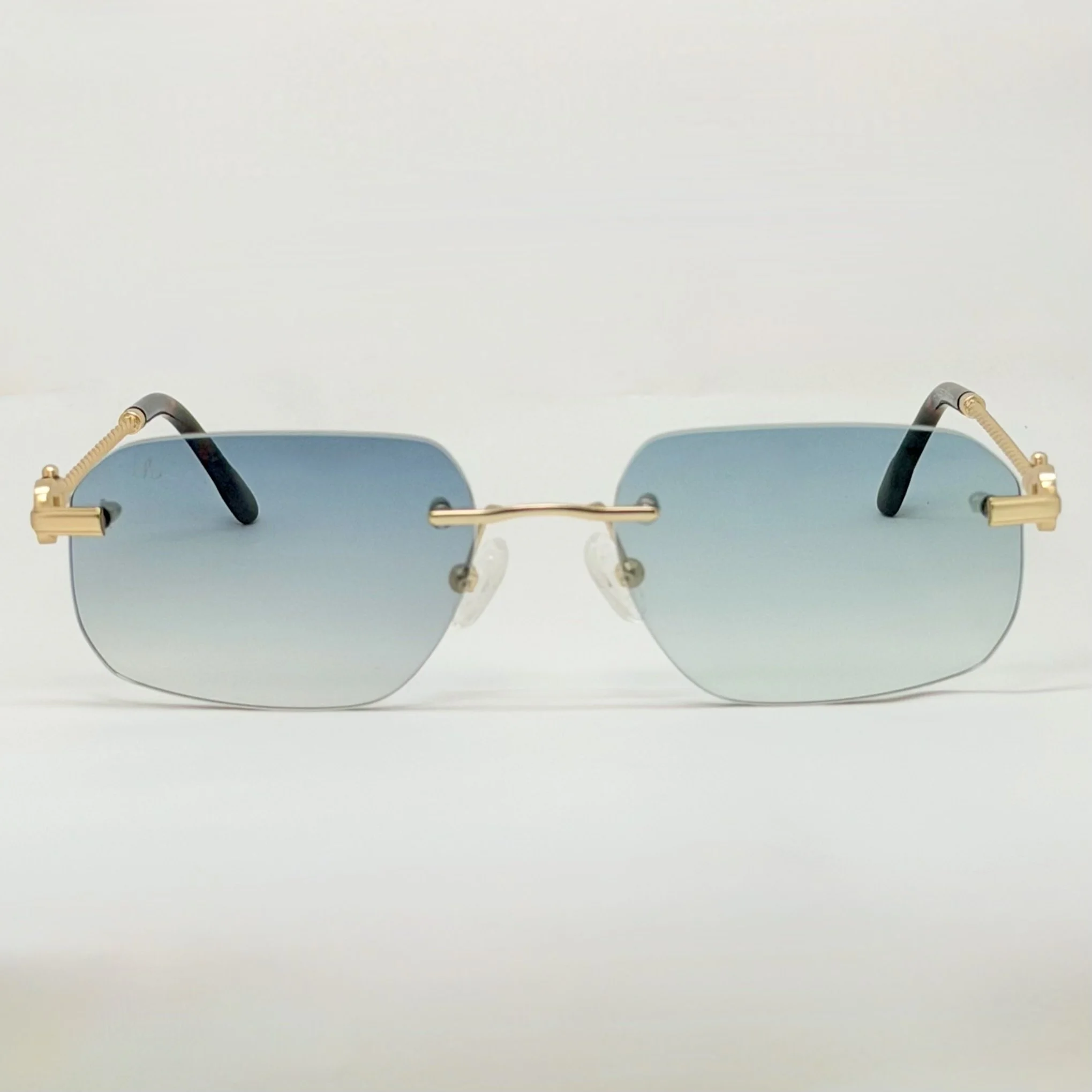 MauriGamba JK Gold Frame Ice Blue Gradient Lens Unisex Luxury Sunglasses