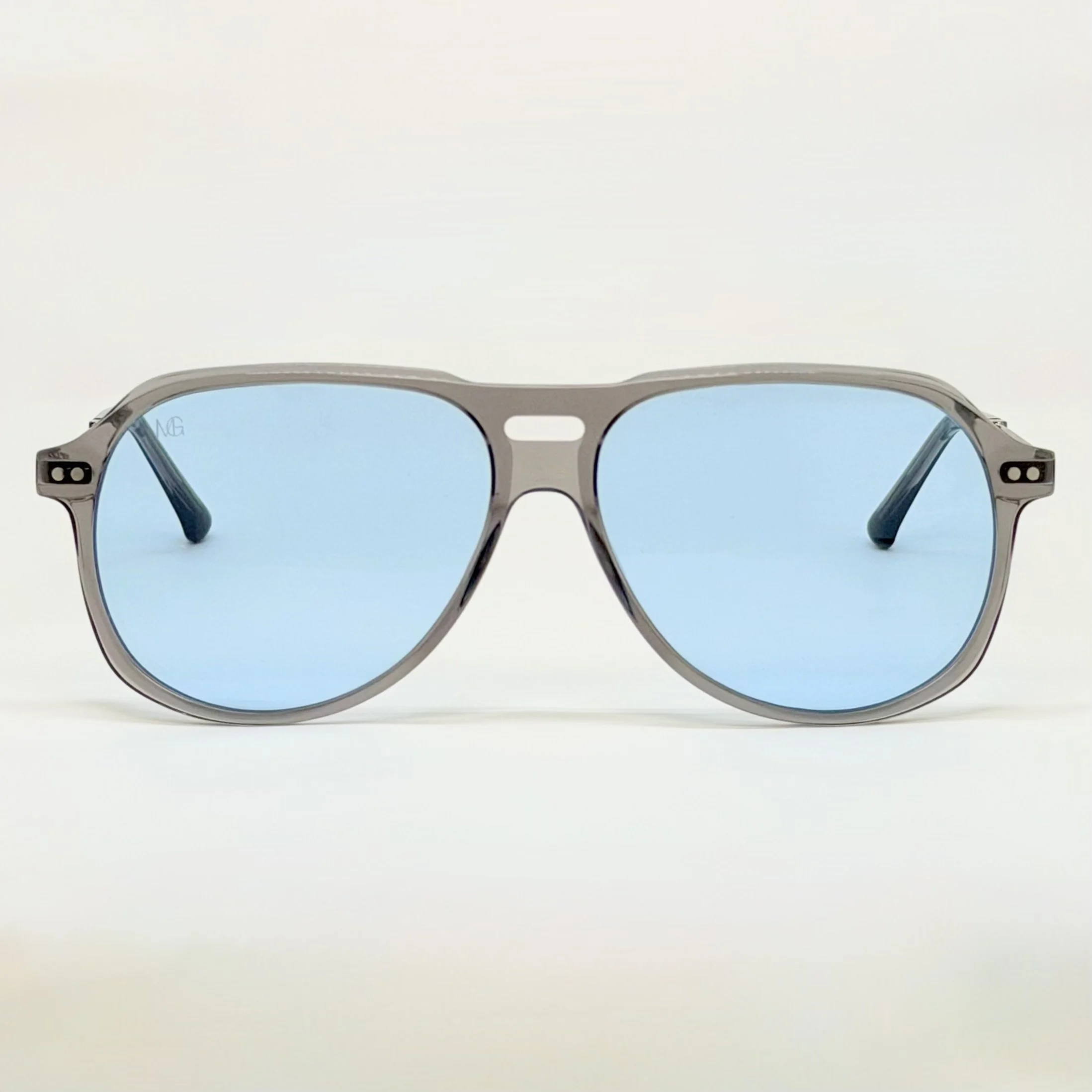 MauriGamba Matteo Crystal Smoke Blue Lens Unisex Luxury Sunglasses