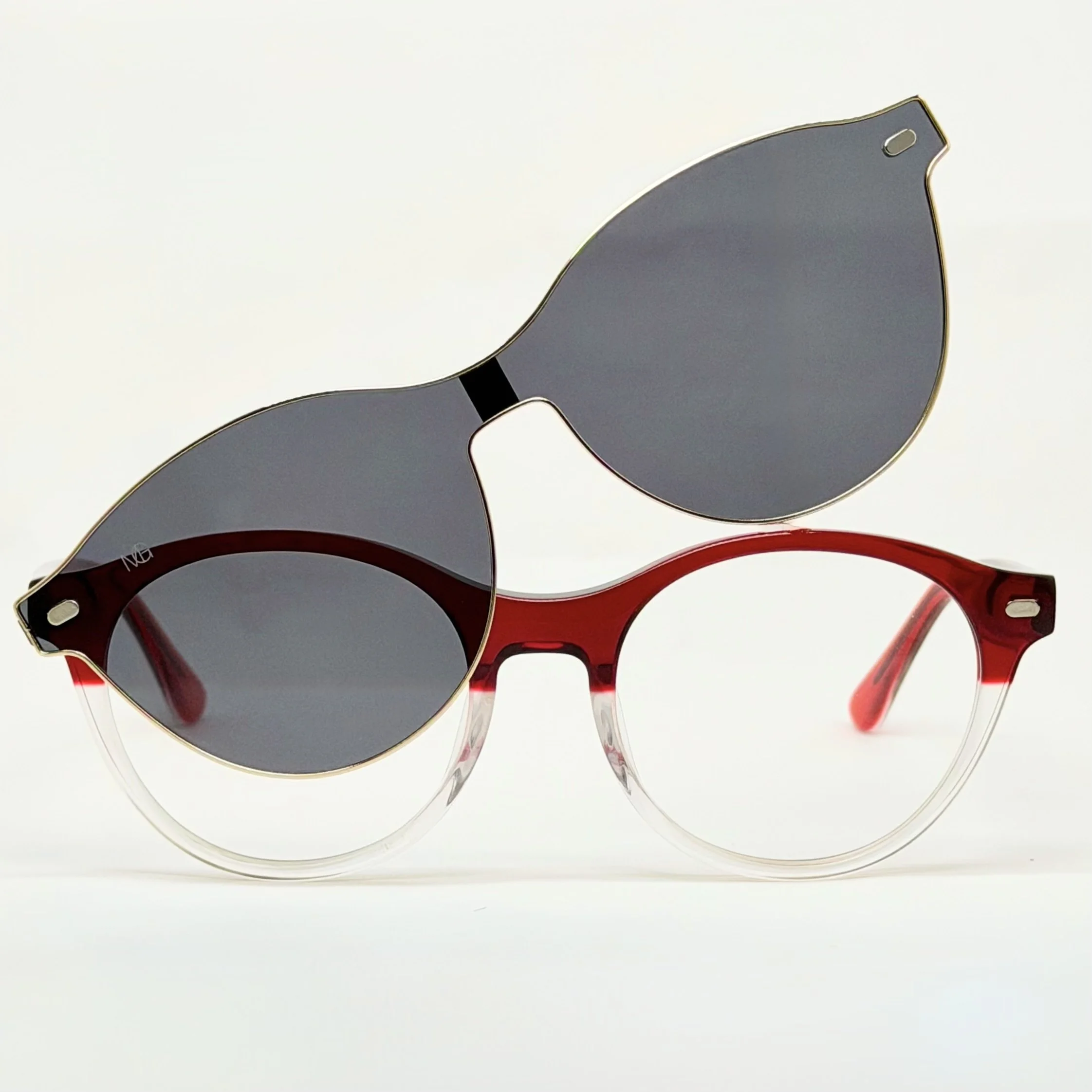 MauriGamba Catalina Ruby Red Fade & Crystal Women’s Clip-On Eyewear
