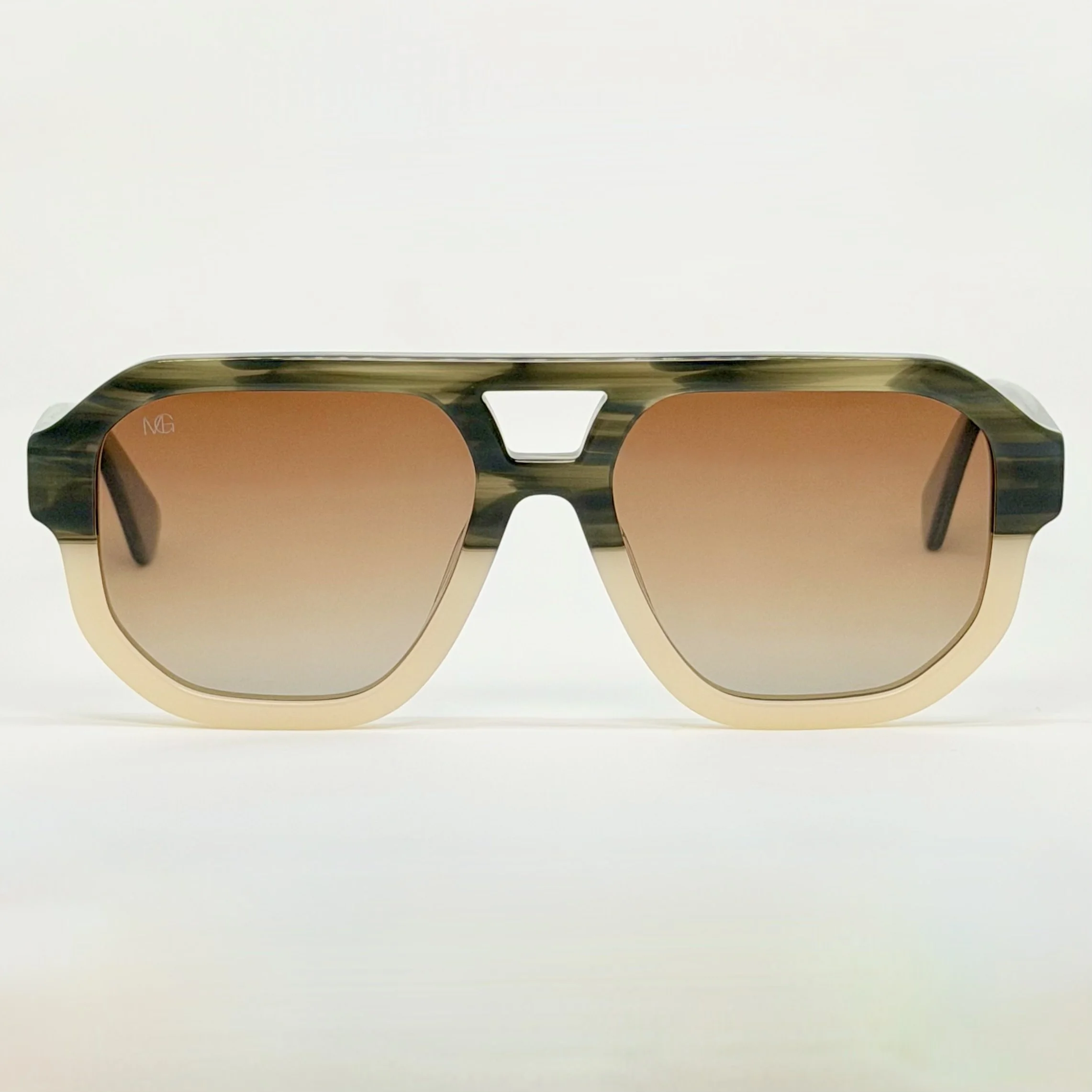 MauriGamba Joffiel Green Tortoise to Cream Gradient Frame Brown Gradient Lens Unisex Luxury Designer Sunglasses