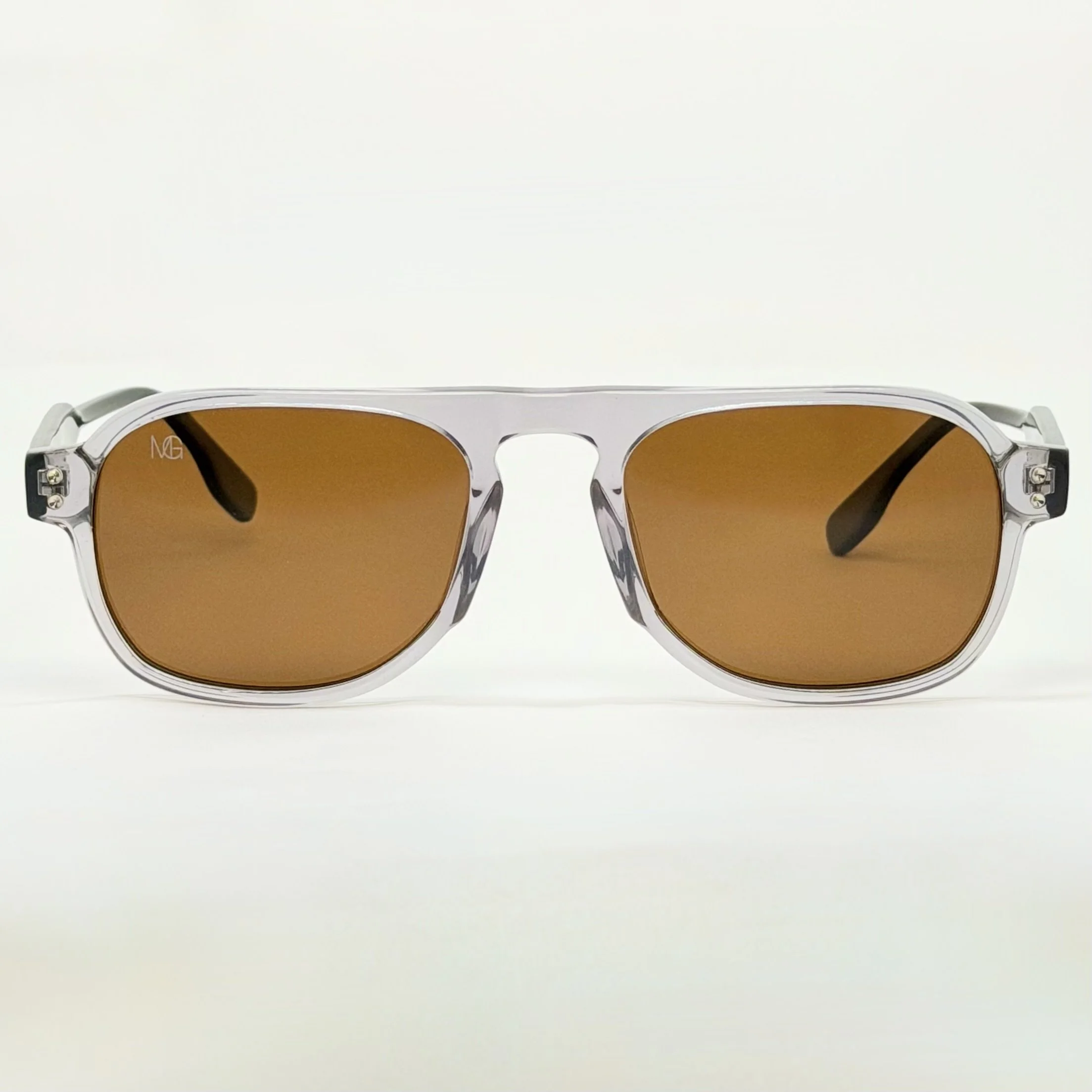 MauriGamba Mattia Grey Crystal Frame Brown Lens Unisex Luxury Designer Sunglasses